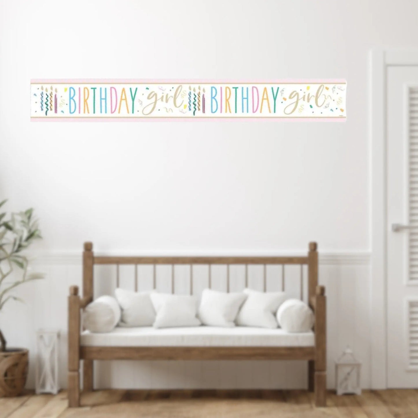 9ft Happy Birthday Girl Foil Banner – Festive Party Decoration | The Party Hut