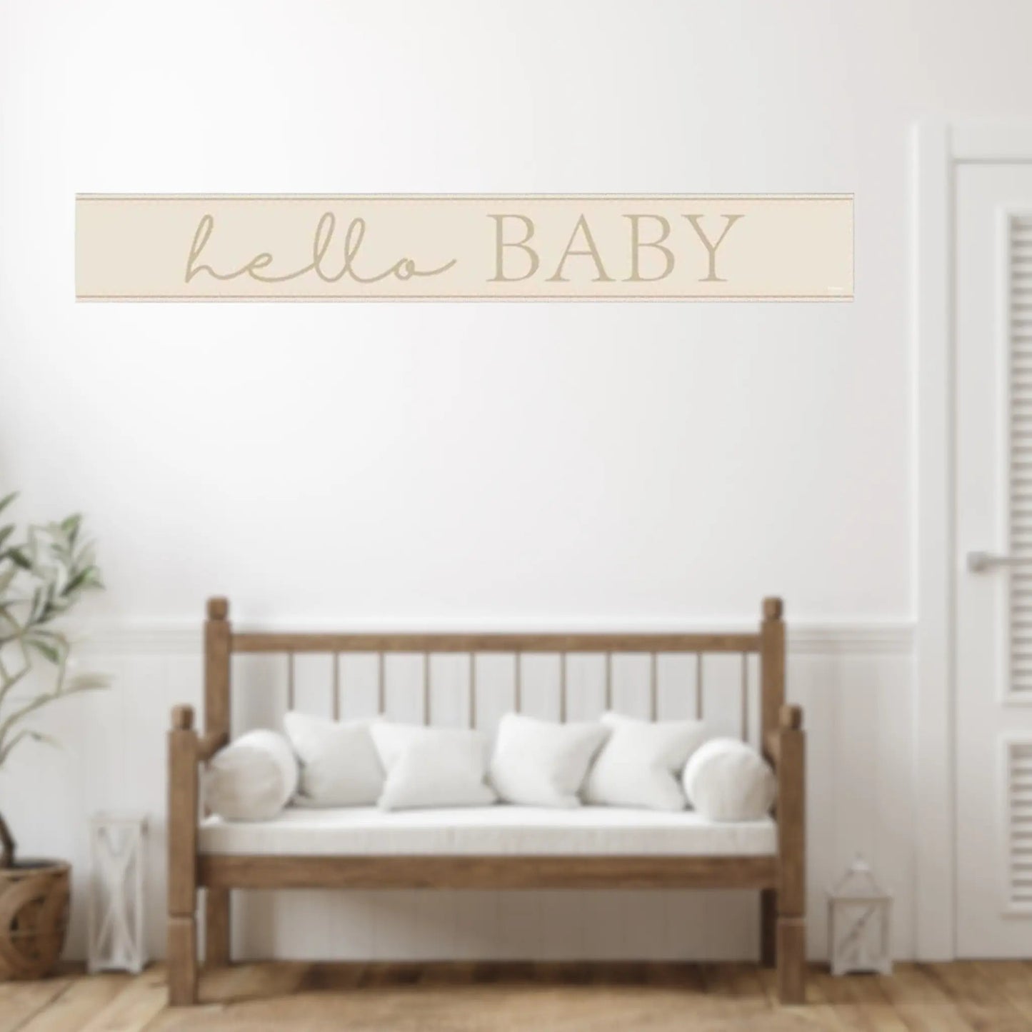 9ft Neutral "Hello Baby" Foil Banner – Elegant Baby Shower Decoration | The Party Hut