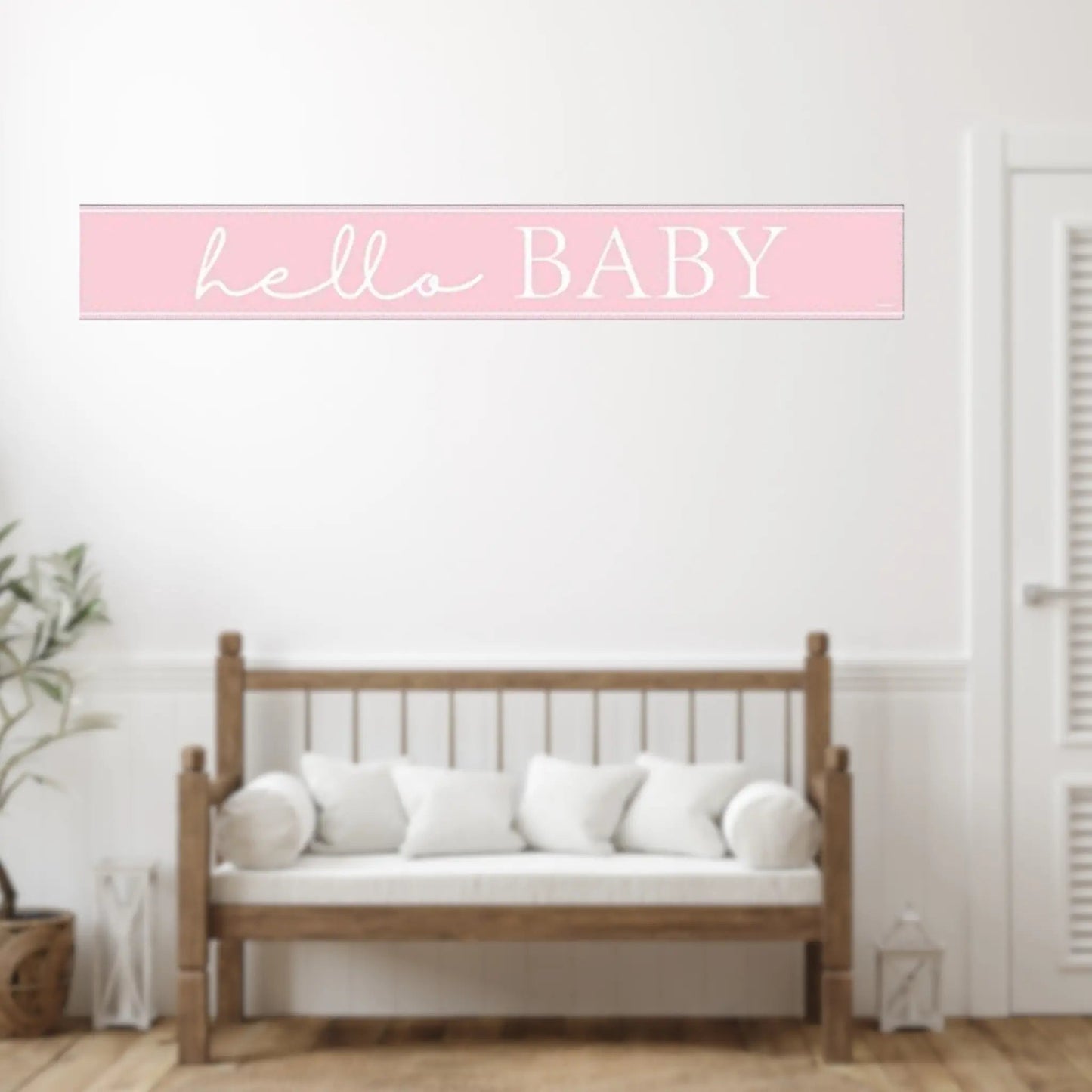 9ft Pink "Hello Baby" Foil Banner – Charming Baby Shower Decoration | The Party Hut