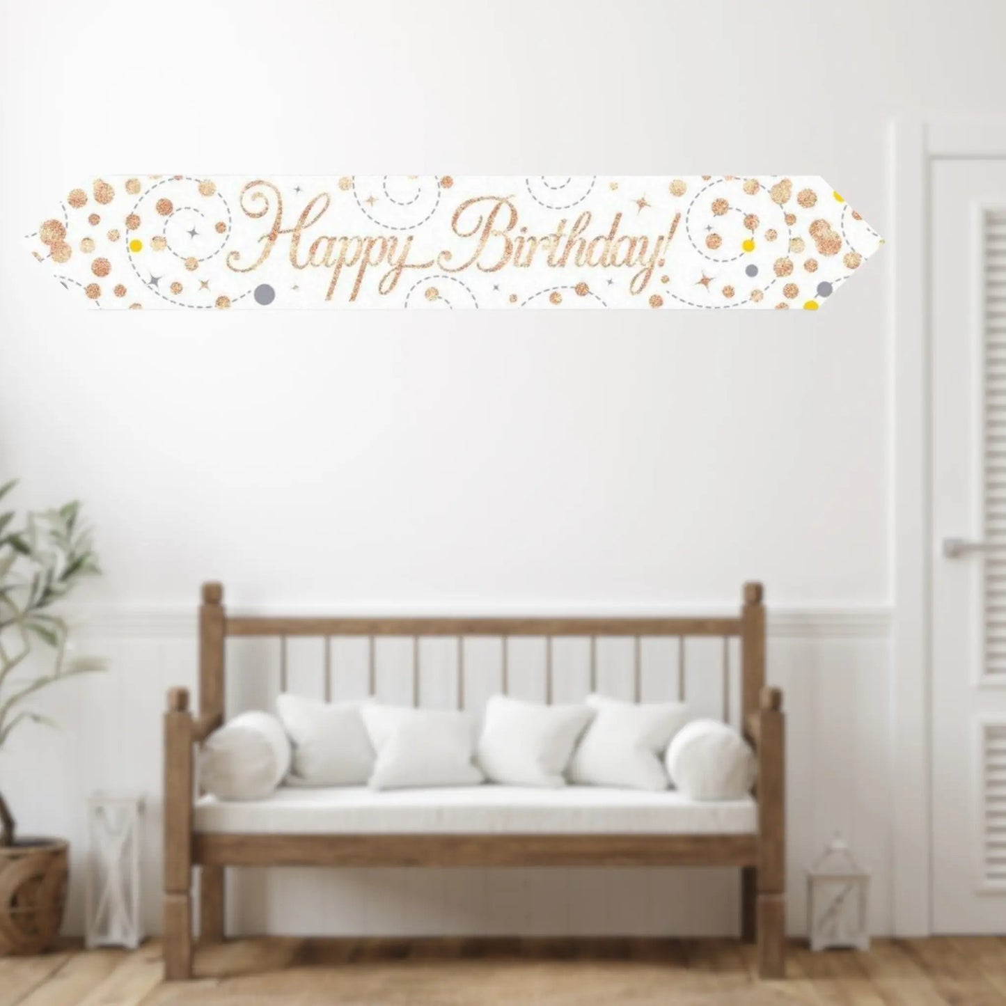 9ft Rose Gold Happy Birthday Banner – Elegant Party Decoration | The Party Hut