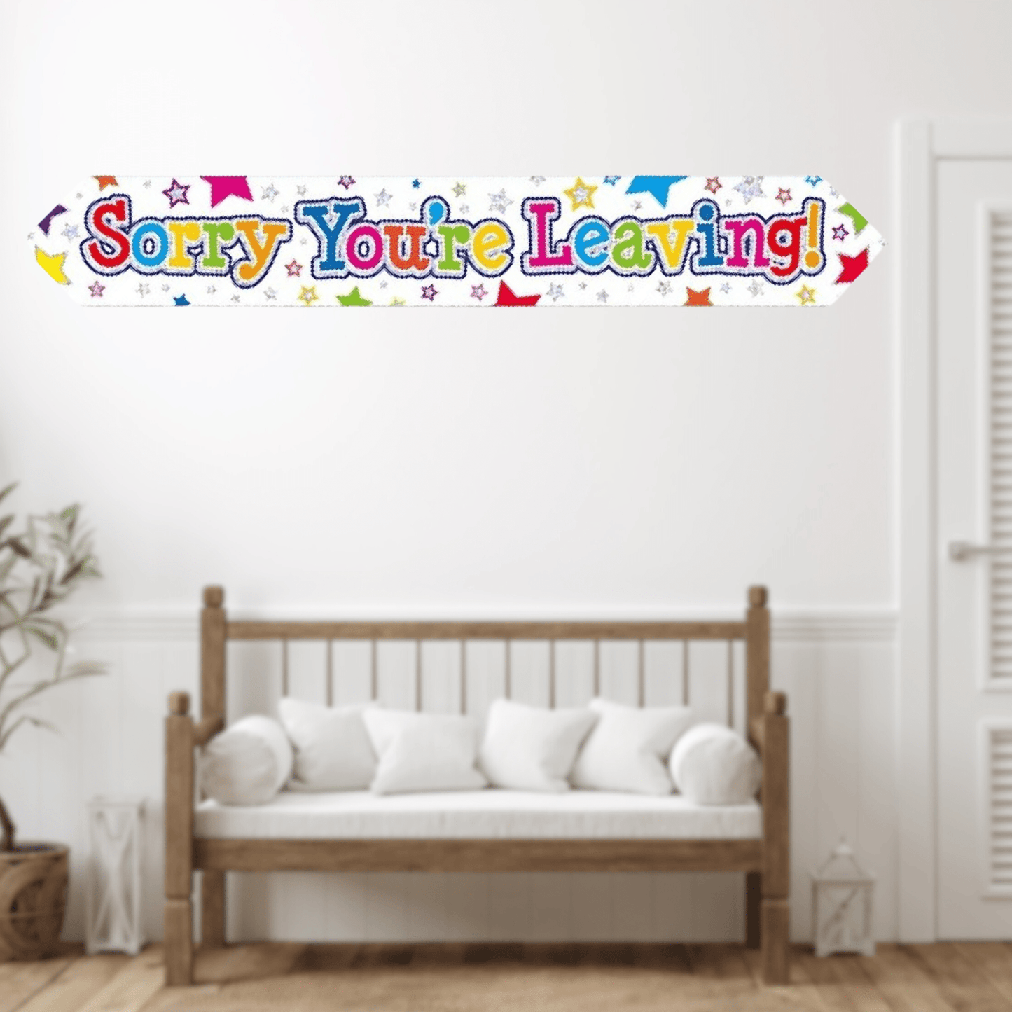 9ft "Sorry You're Leaving" Holographic Foil Banner – Elegant Farewell Decoration | The Party Hut