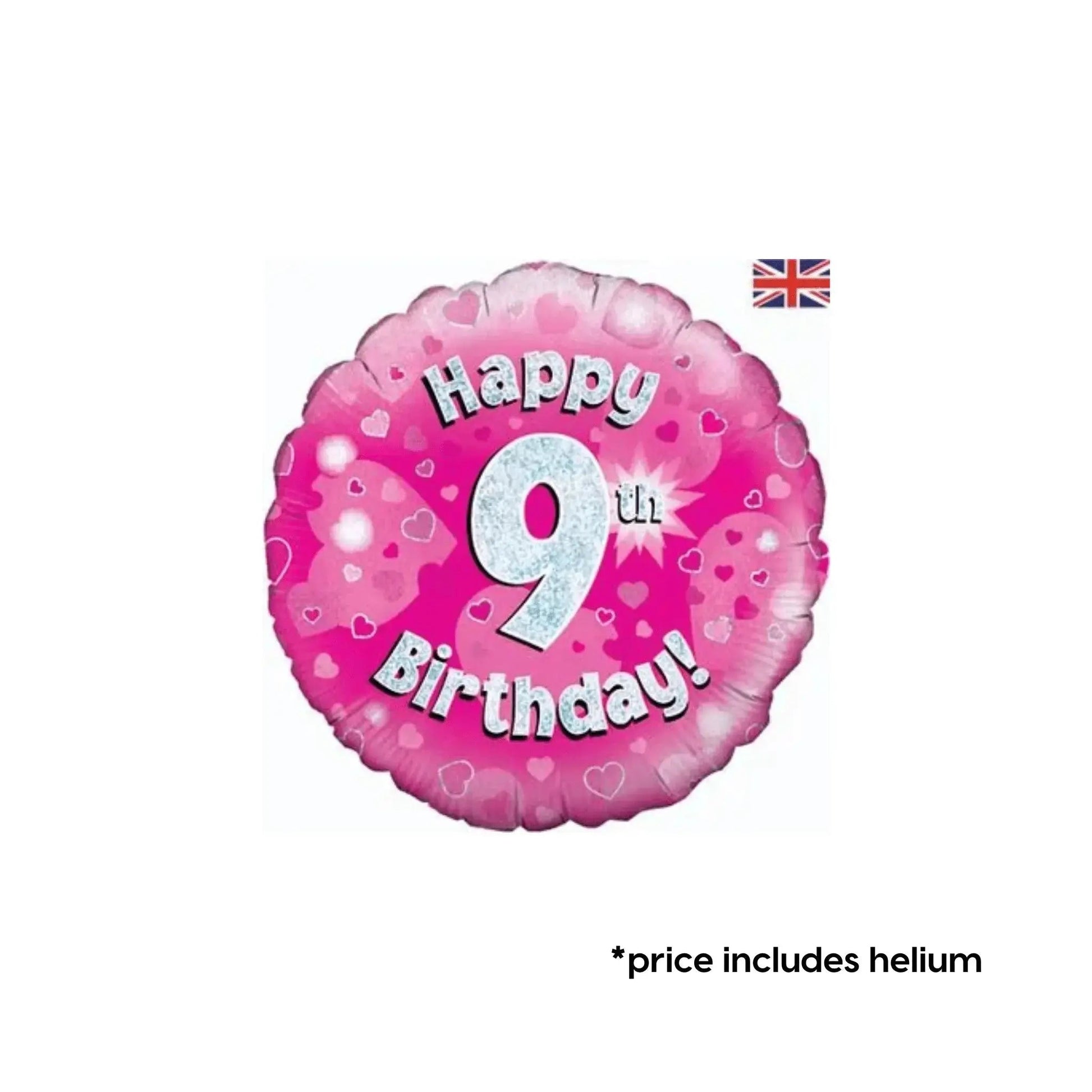 9th Birthday Balloon (Pink Sparkle)