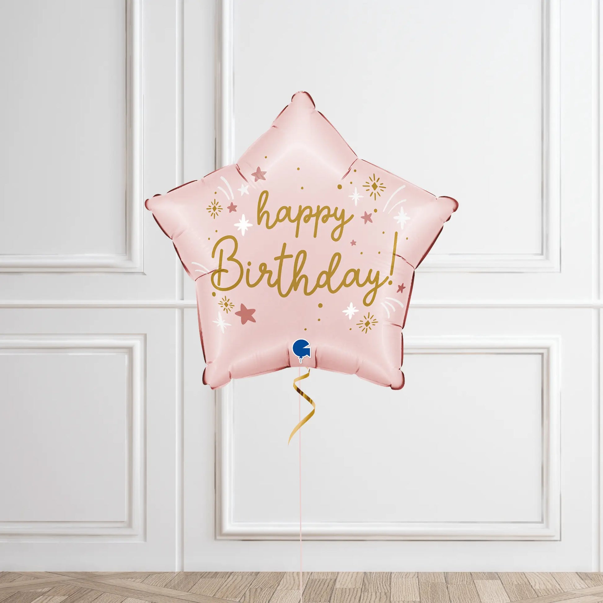 Elegant Starry "Happy Birthday" Balloon Bouquet – Pink & Gold Celebration