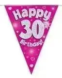 Happy Birthday Bunting (Pink Sparkle) 3.9m | The Party Hut