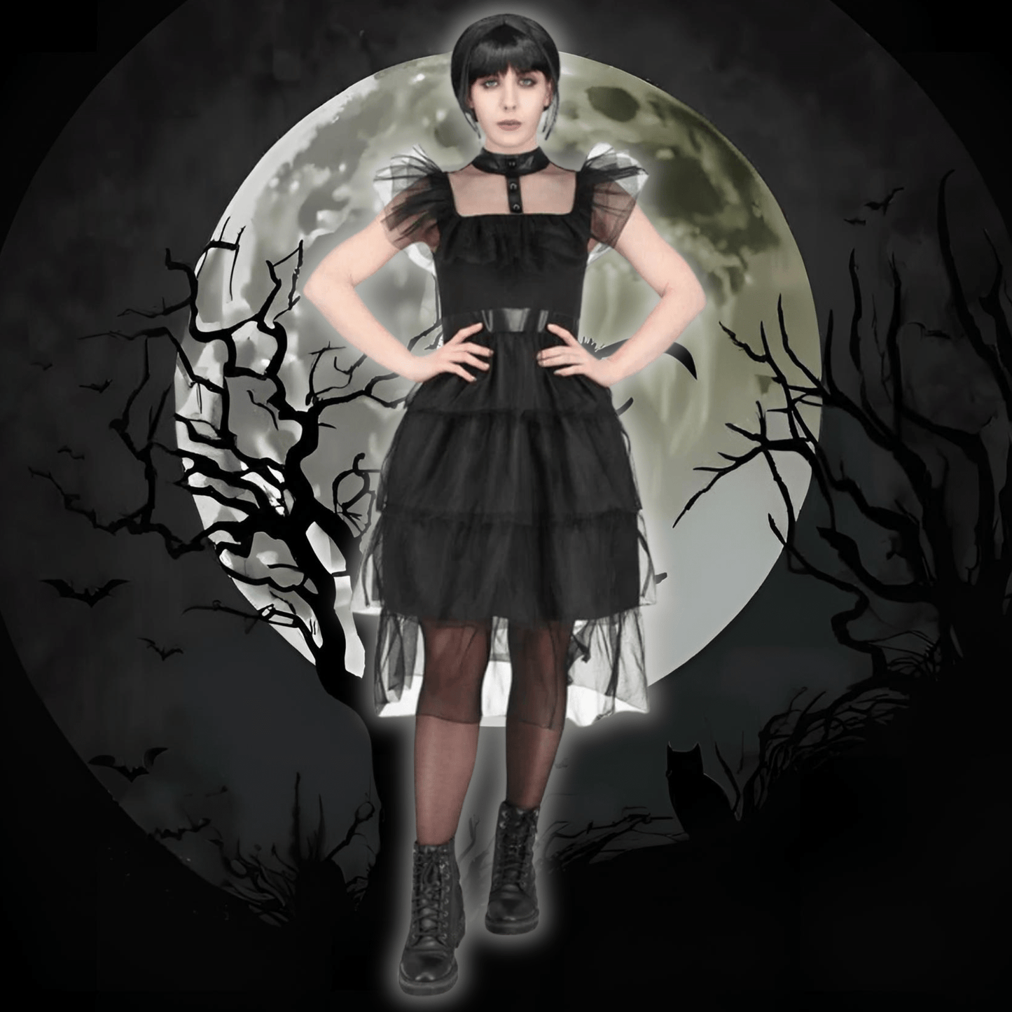 Adult Gothic Prom Costume (Wednesday) | The Party Hut