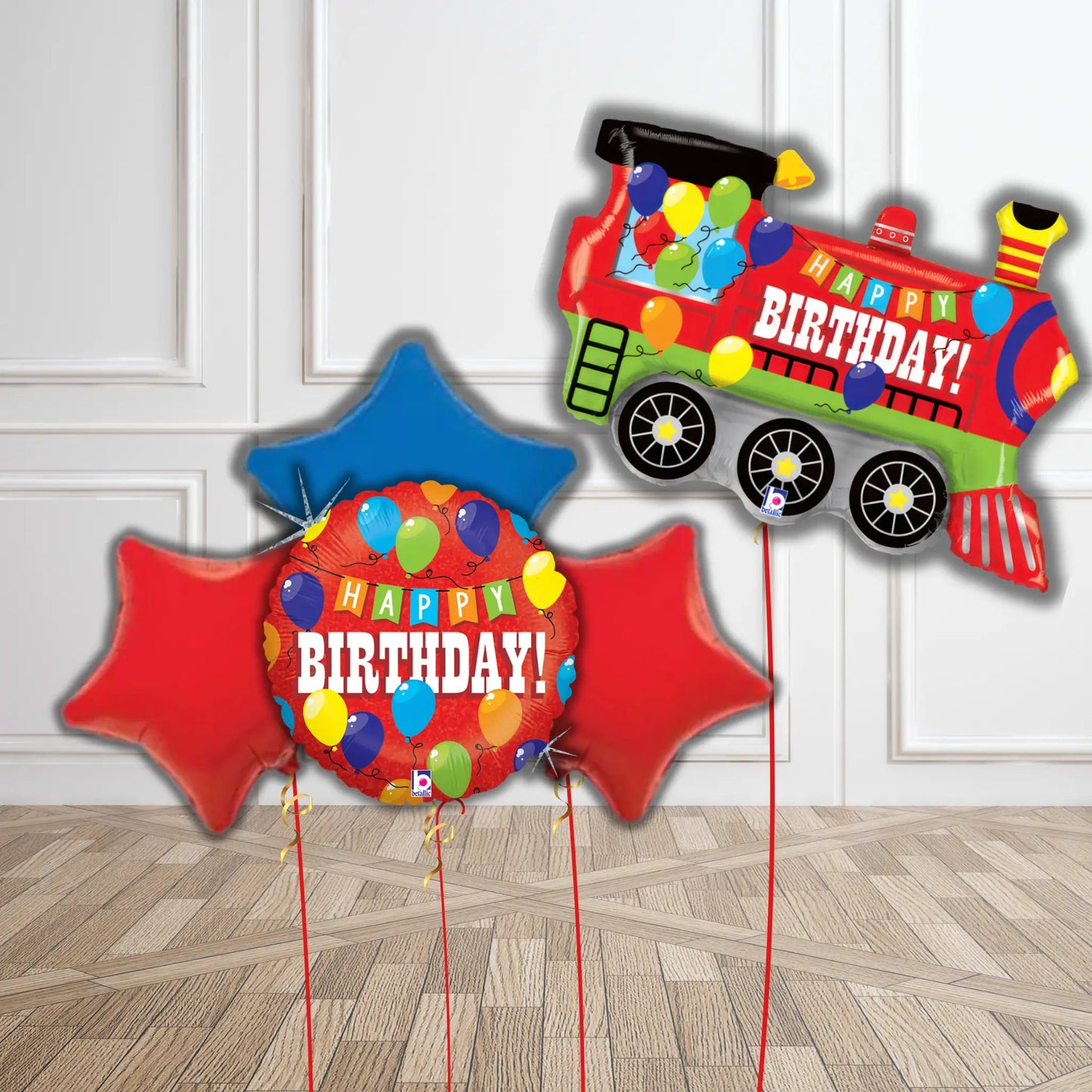 All Aboard Birthday Train Balloon Bouquet | The Party Hut