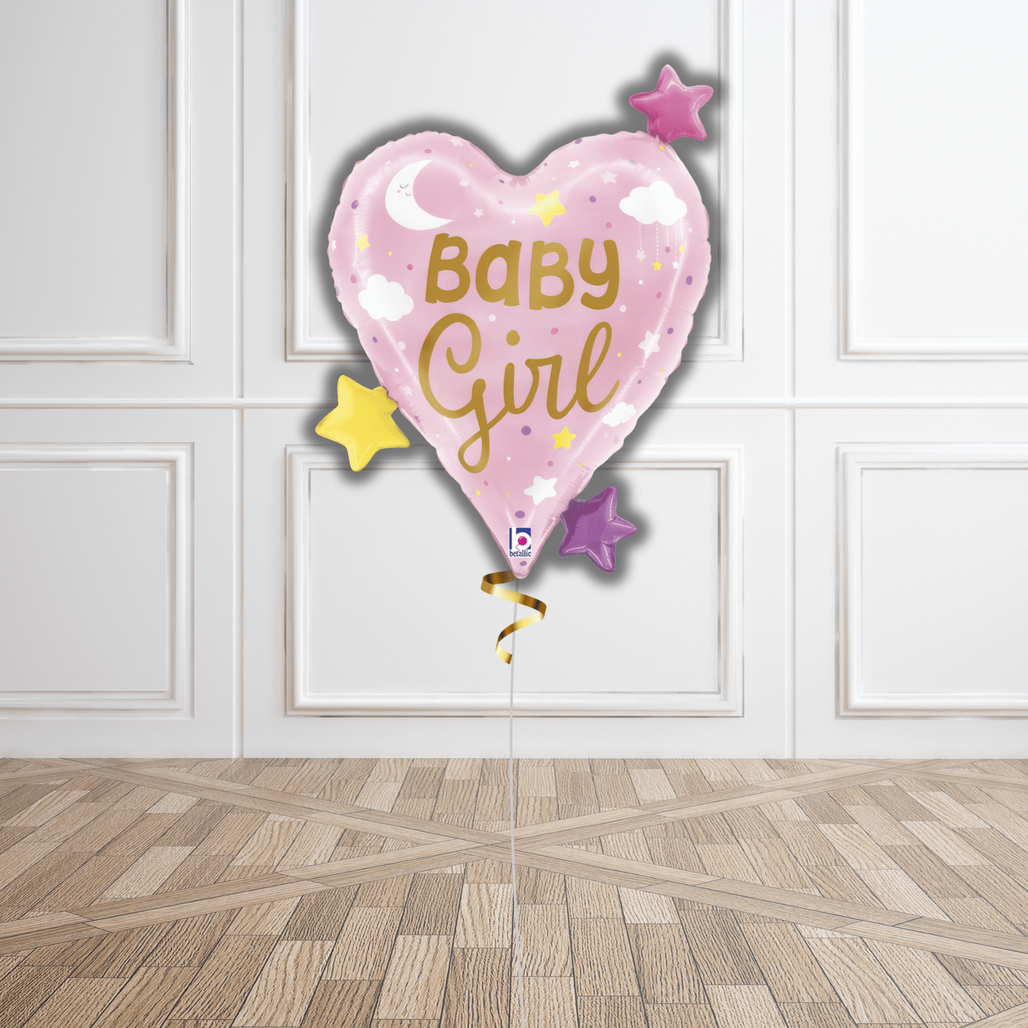 Baby Girl Heart & Stars Balloon (31inch) | The Party Hut