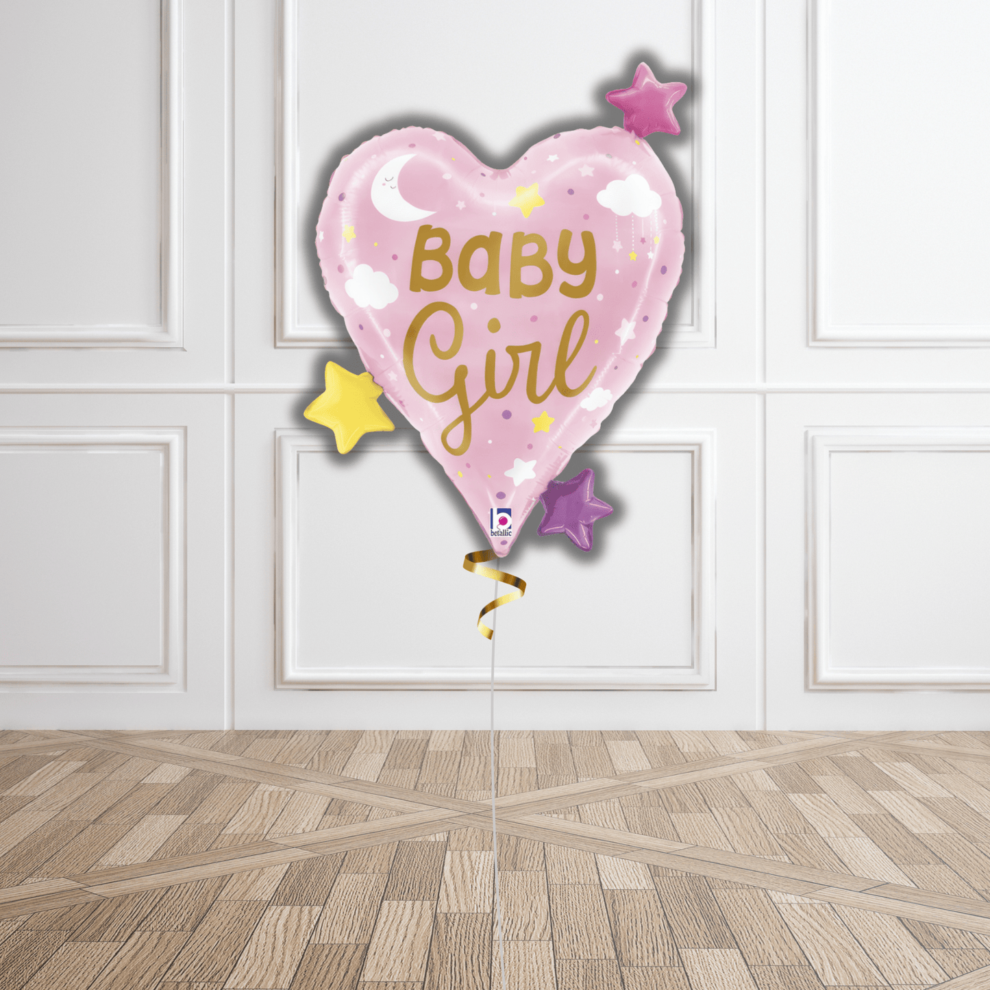 Baby Girl Heart & Stars Balloon (31inch) | The Party Hut