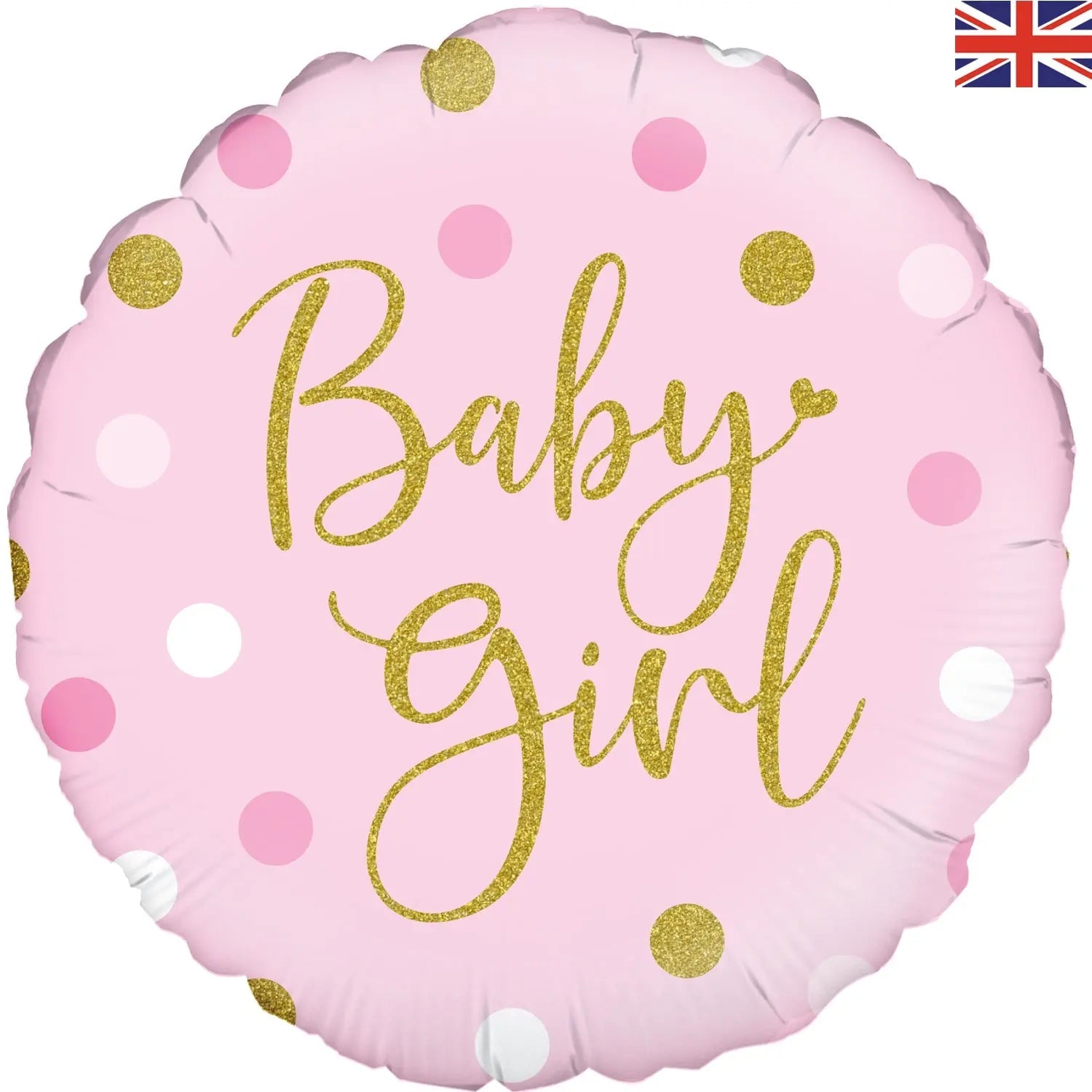 Baby Girl Pink & Gold Dots Balloon