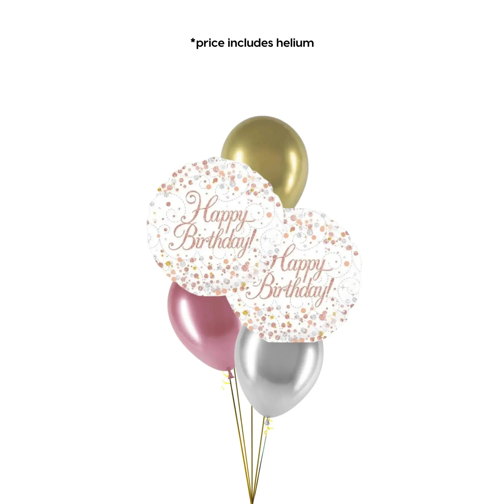 Birthday Balloon Bouquet (Rose Gold Sparkle) | The Party Hut