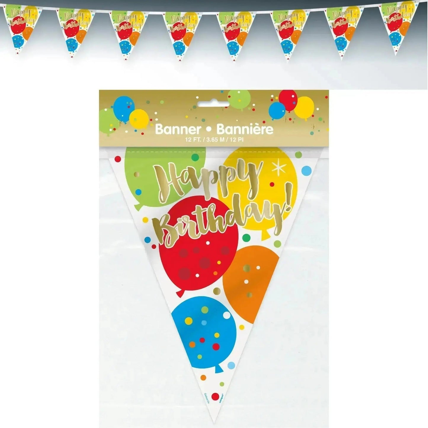 Birthday Bunting - Gold Glitz 12ft | The Party Hut