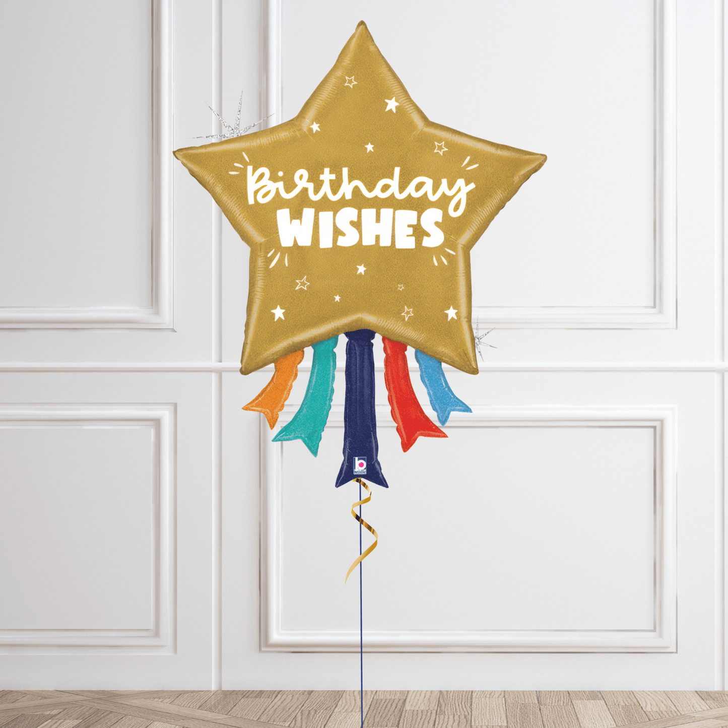 Birthday Wishes Gold Star Helium Balloon – Elegant Large Party Decoration | The Party Hut