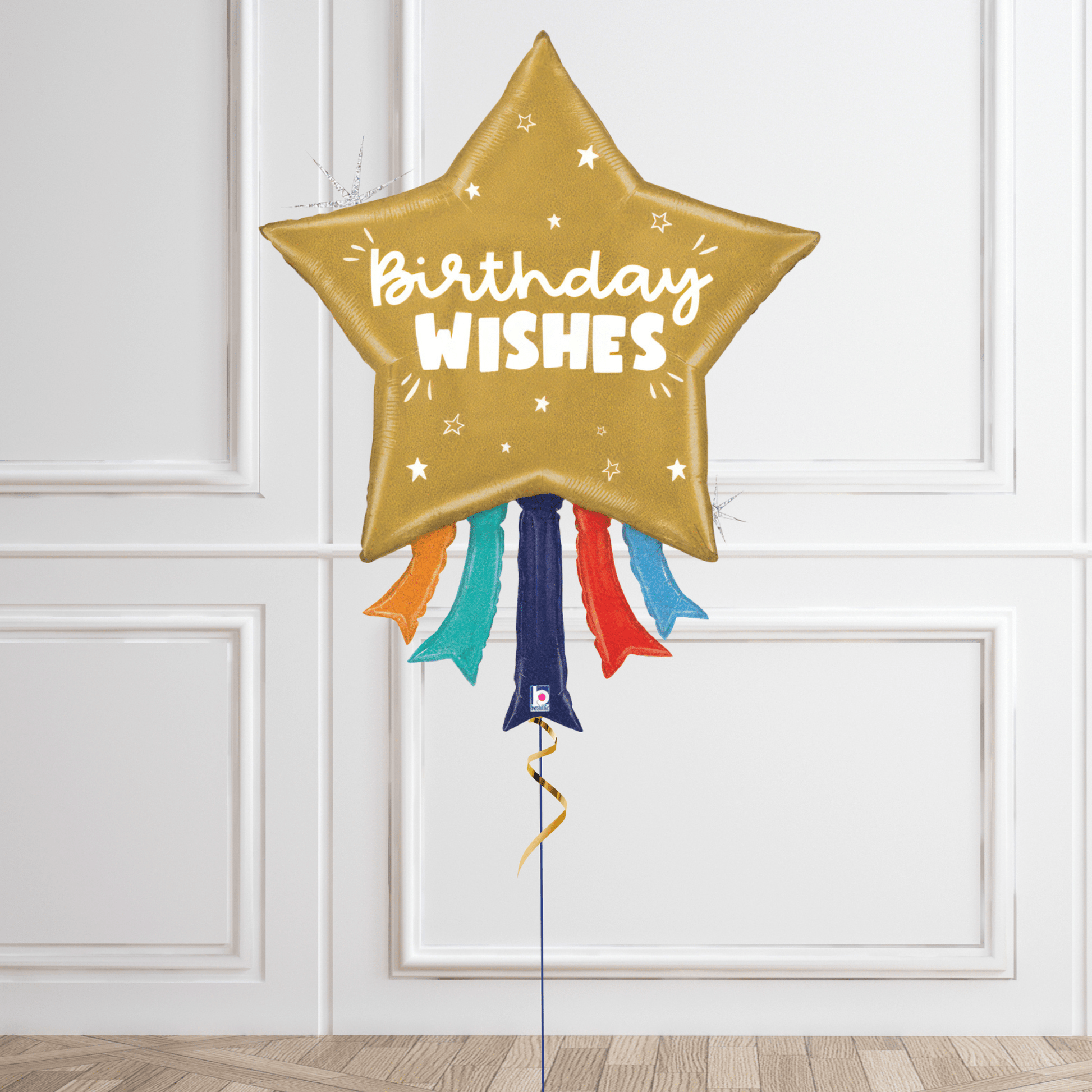 Birthday Wishes Gold Star Helium Balloon – Elegant Large Party Decoration