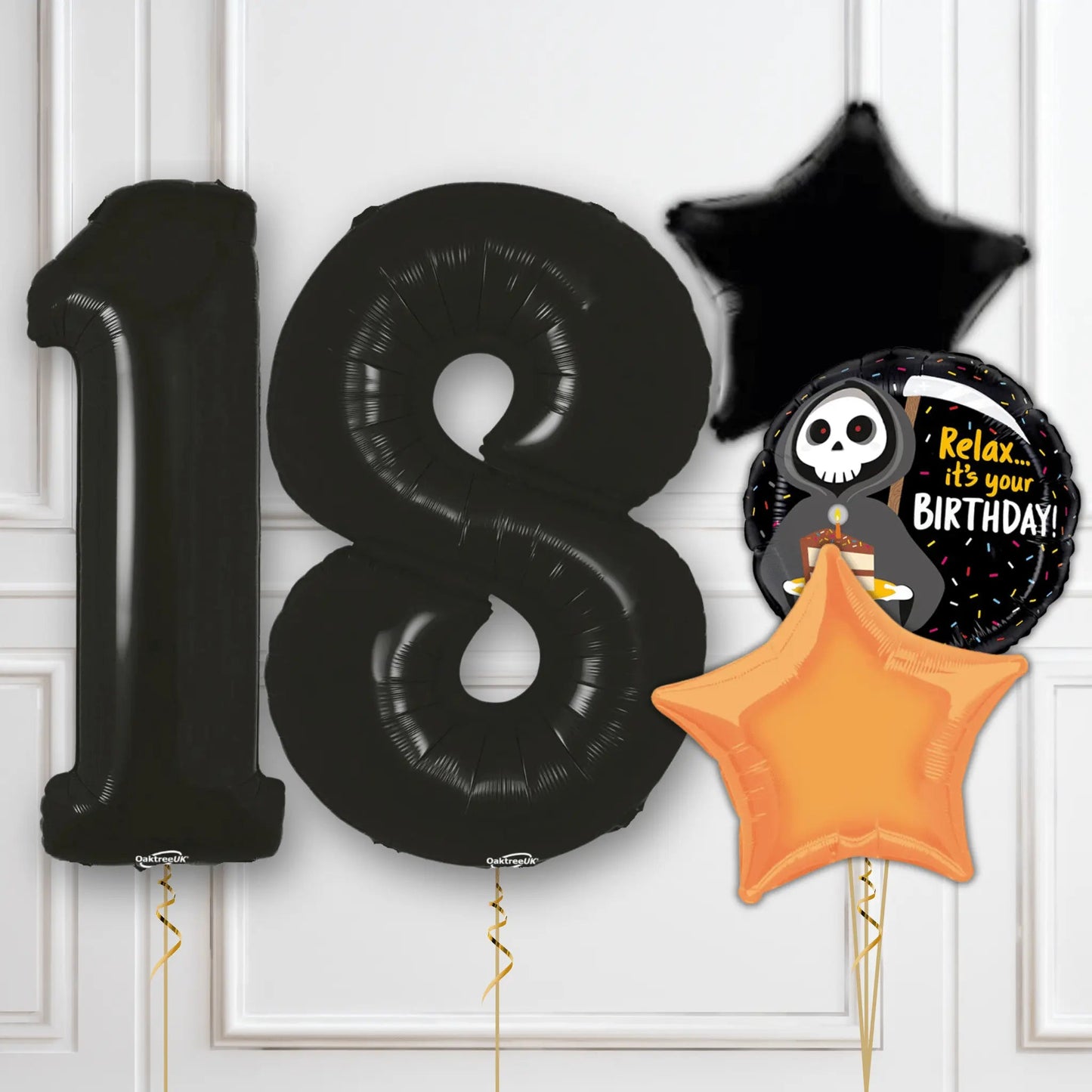 Black Birthday Number Balloons Package - Age 18 | The Party Hut