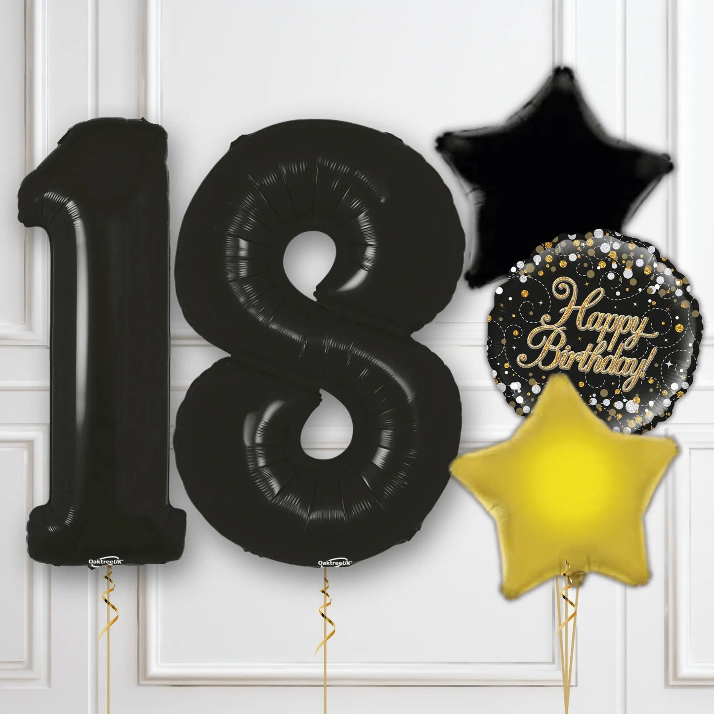 Black Birthday Number Balloons Package - Age 18 | The Party Hut