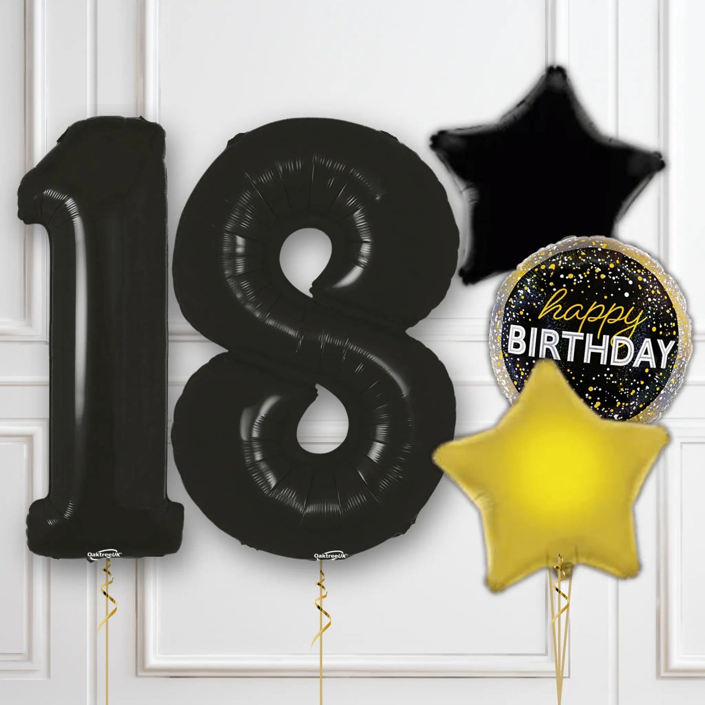 Black Birthday Number Balloons Package - Age 18 | The Party Hut