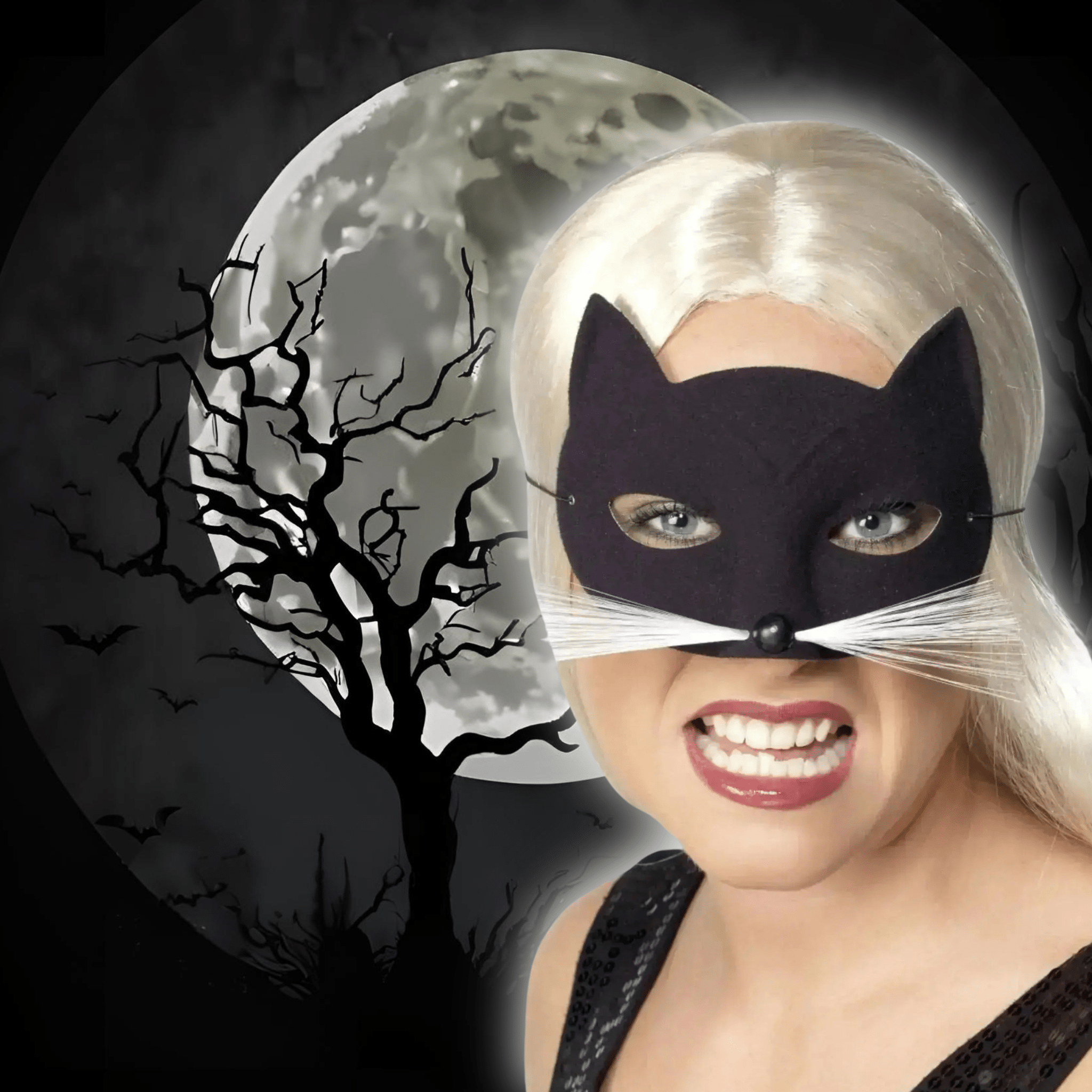 Black Cat Eye Mask - Mysterious Feline Accessory | The Party Hut