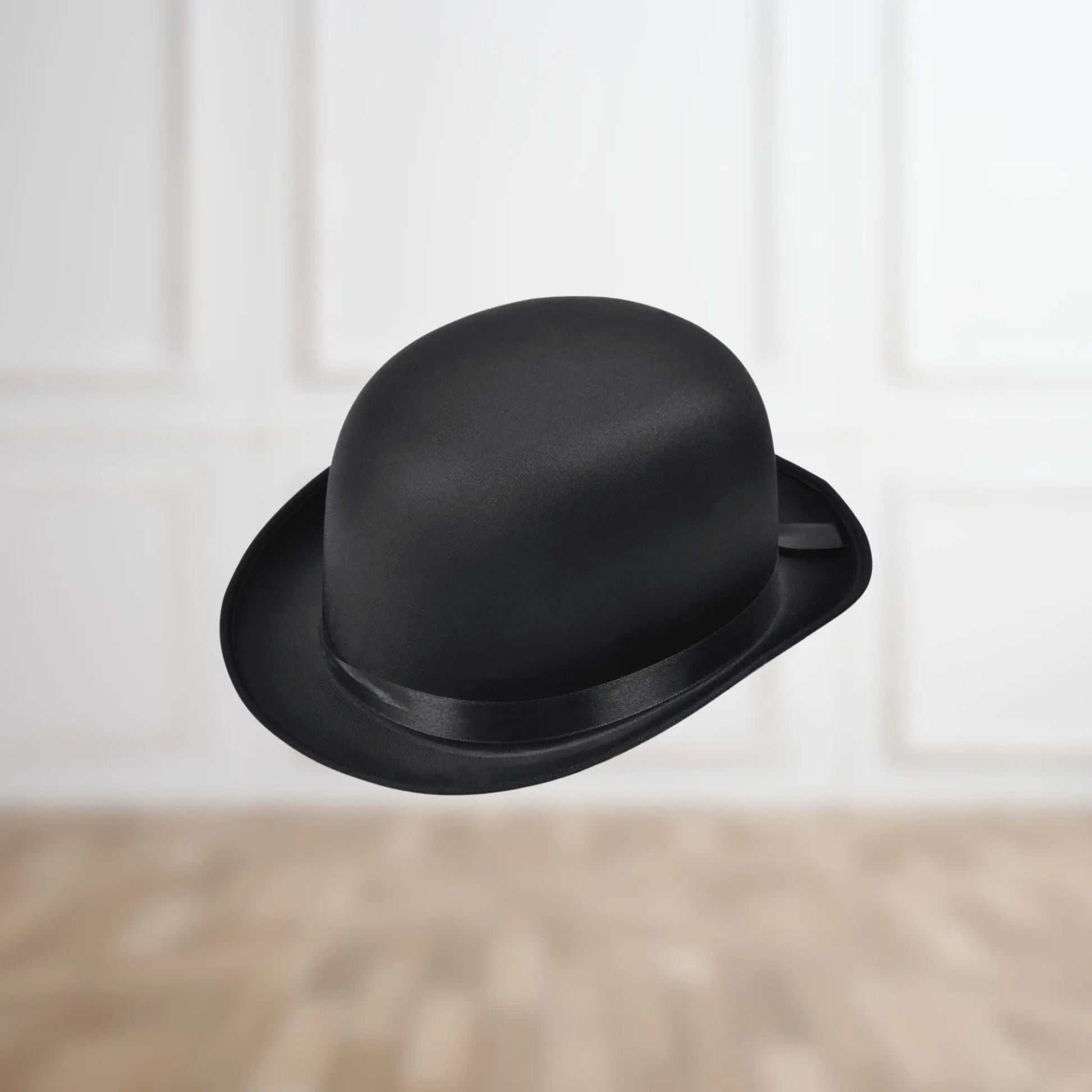 Black Satin Bowler Hat – Classic Formal Accessory