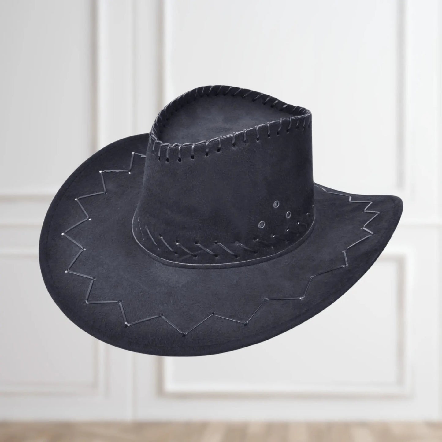 Black Stitched Cowboy Hat – Sleek Western Accessory | The Party Hut