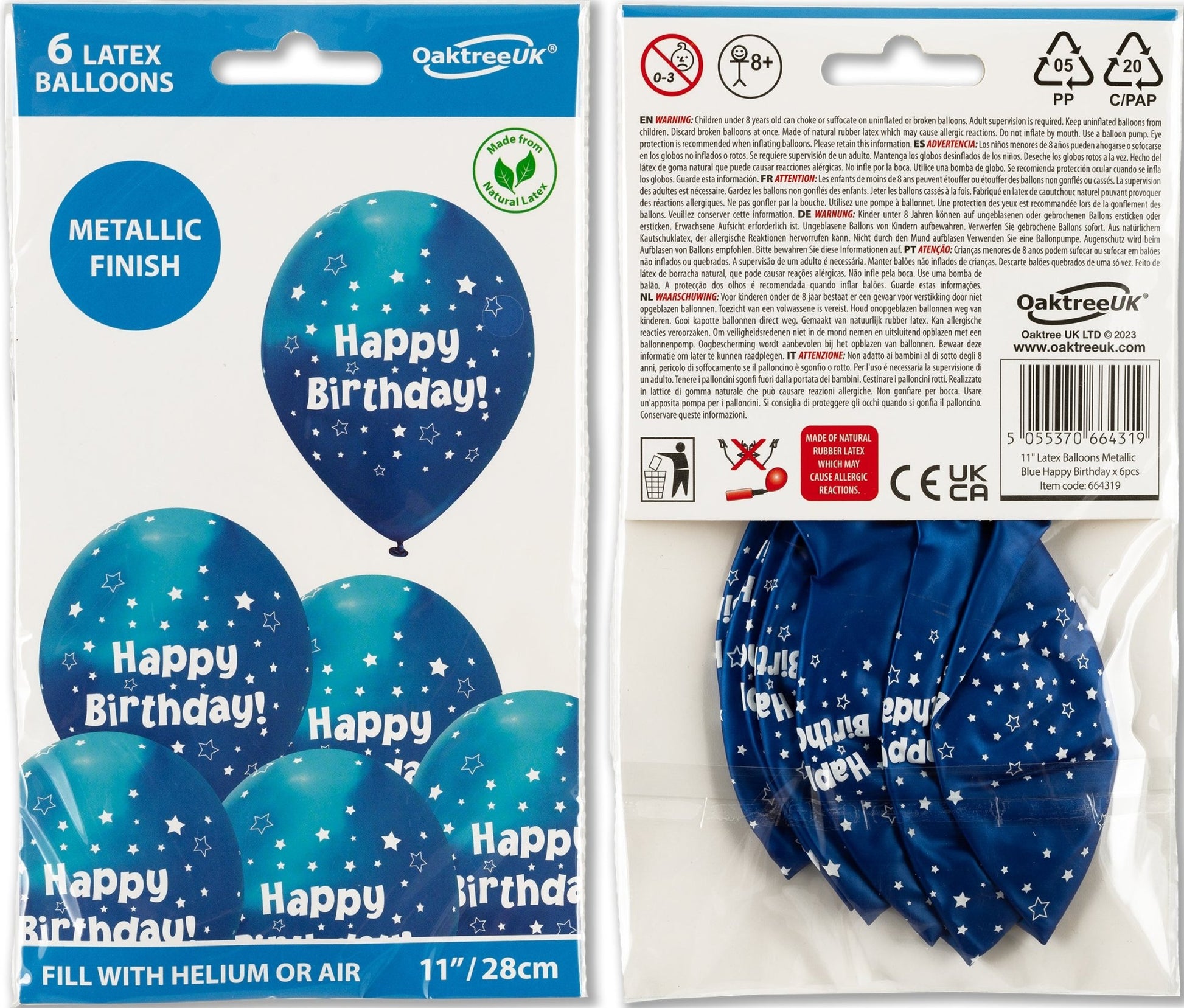 Blue Birthday Balloons 6pk