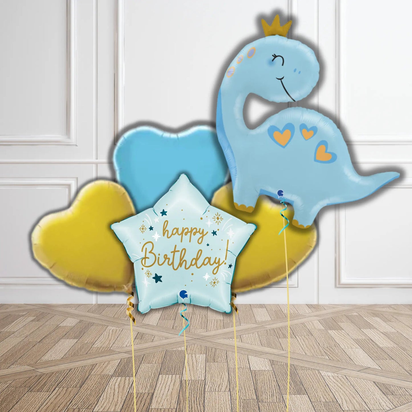 Blue Dinosaur Prince Birthday Balloon Bouquet | The Party Hut