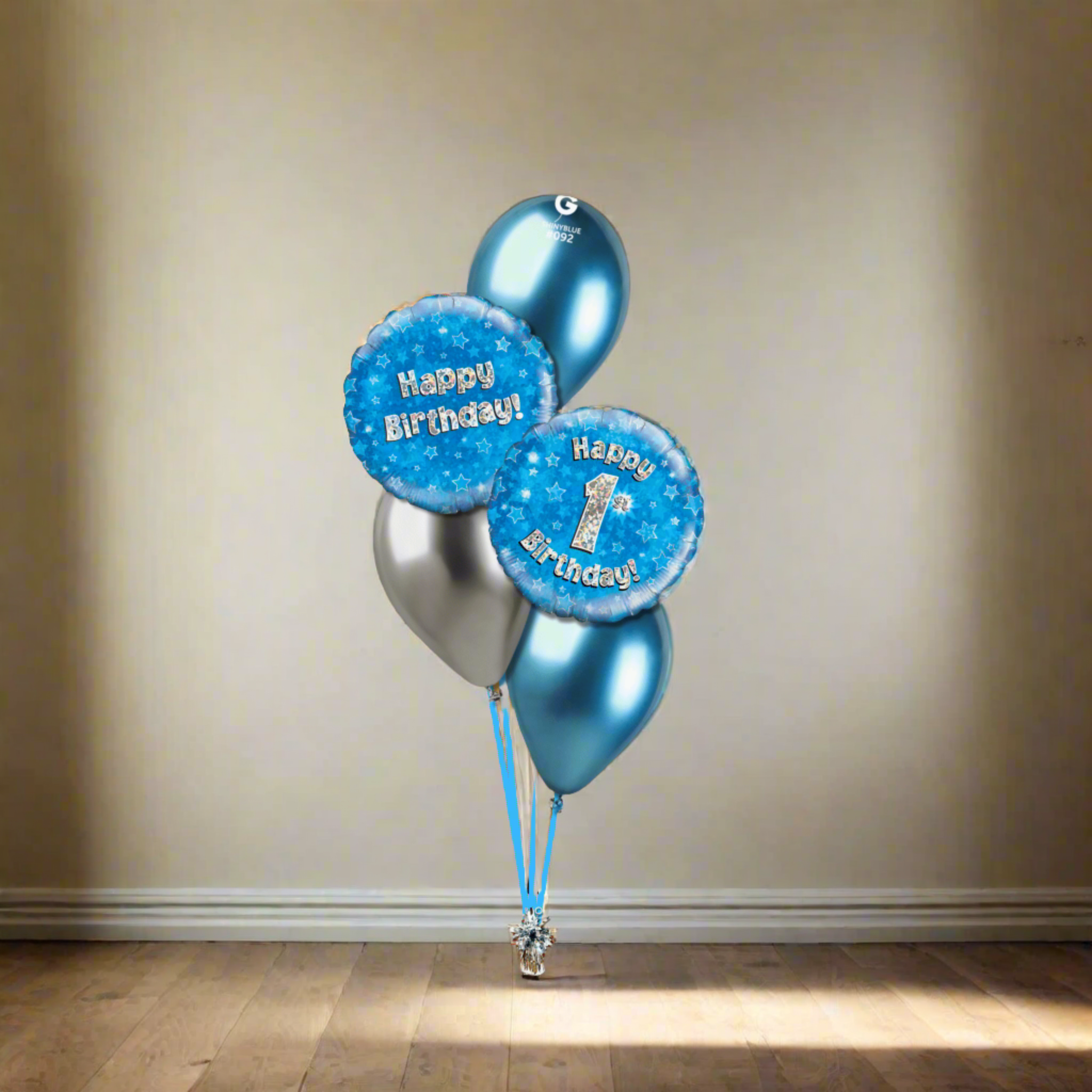 blue sparkle balloon display 1st birthday | The Party Hut