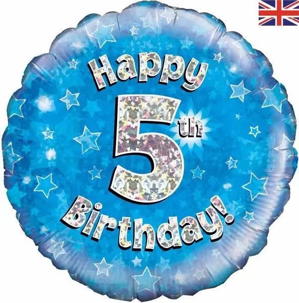 Blue Sparkle Happy 5th Birthday Balloon | The Party Hut