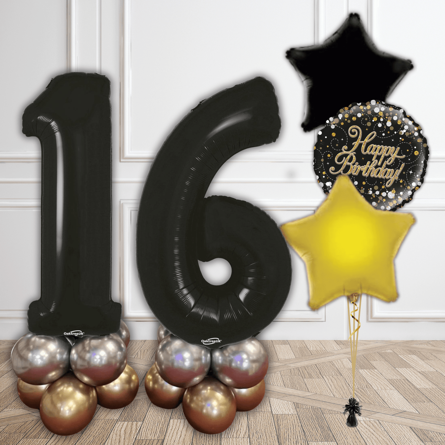 Bold Black & Gold 16th Birthday Stack Package | The Party Hut