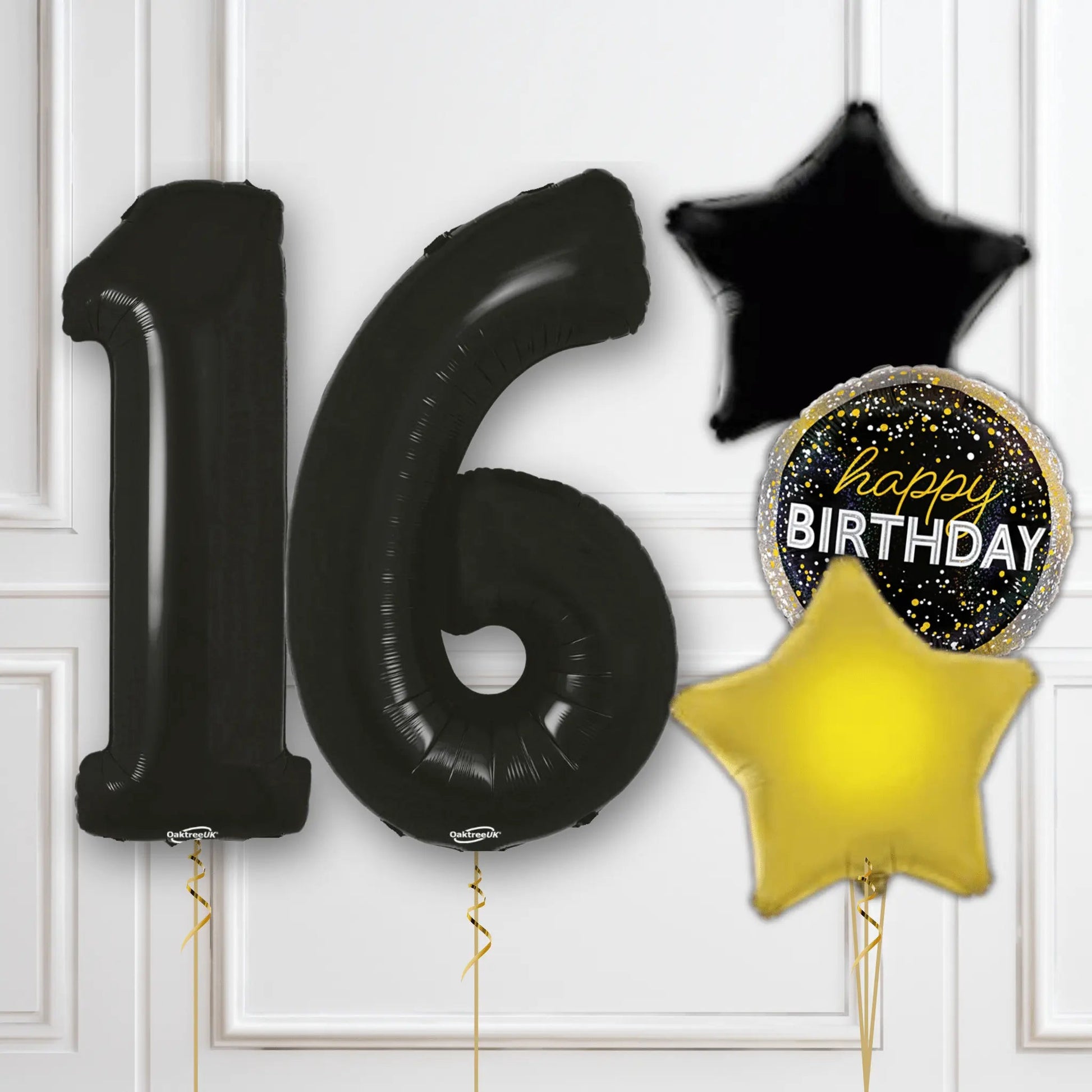 Bold Sweet 16 Black Balloon Number Package