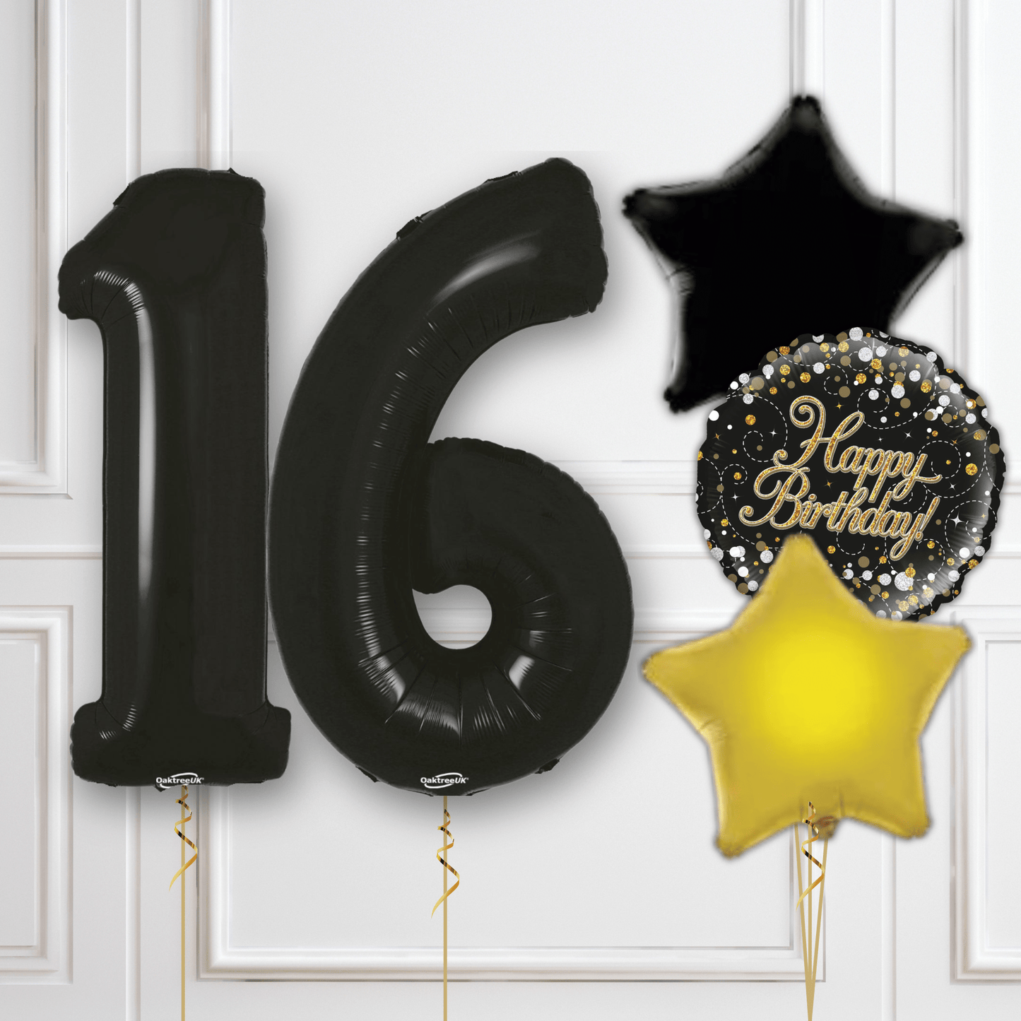 Bold Sweet 16 Black Balloon Number Package | The Party Hut