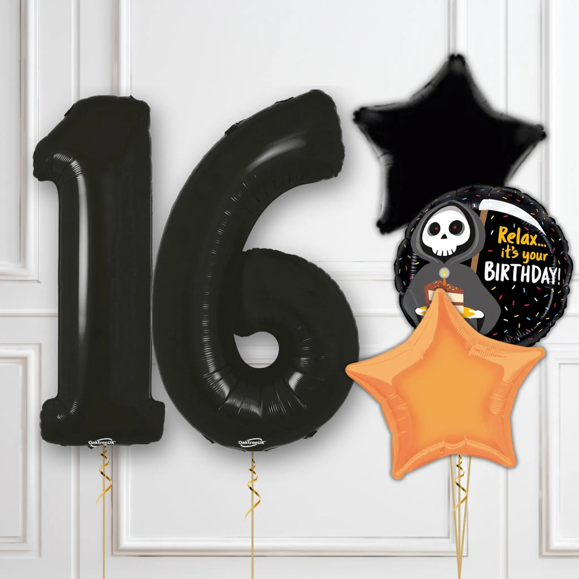 Bold Sweet 16 Black Balloon Number Package