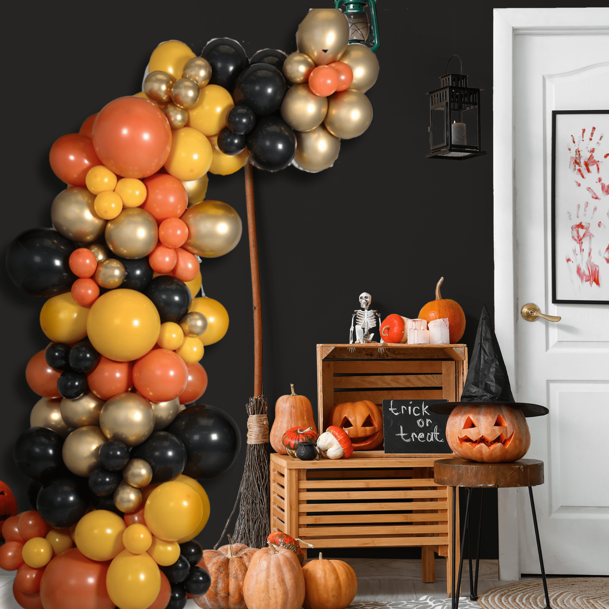 Bonfire Themed Halloween Organic Balloon Half Arch (2.5m) | The Party Hut