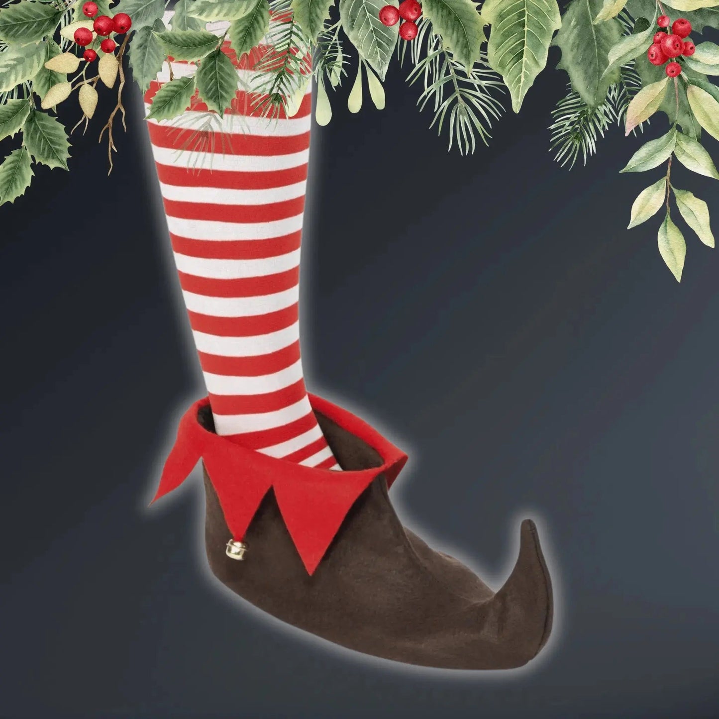 Brown Elf Shoes with Bells – Festive Fancy Dress Accessory | The Party Hut