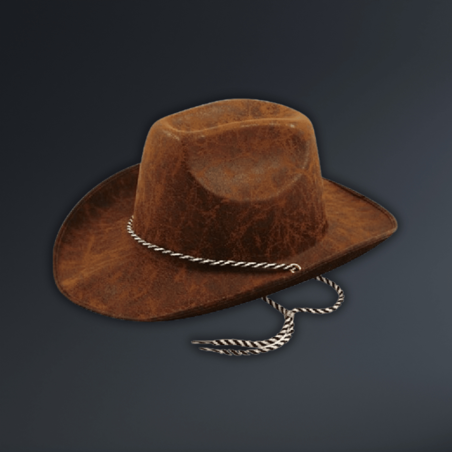 Brown Leather - Look Cowboy Hat with String Detailing | The Party Hut