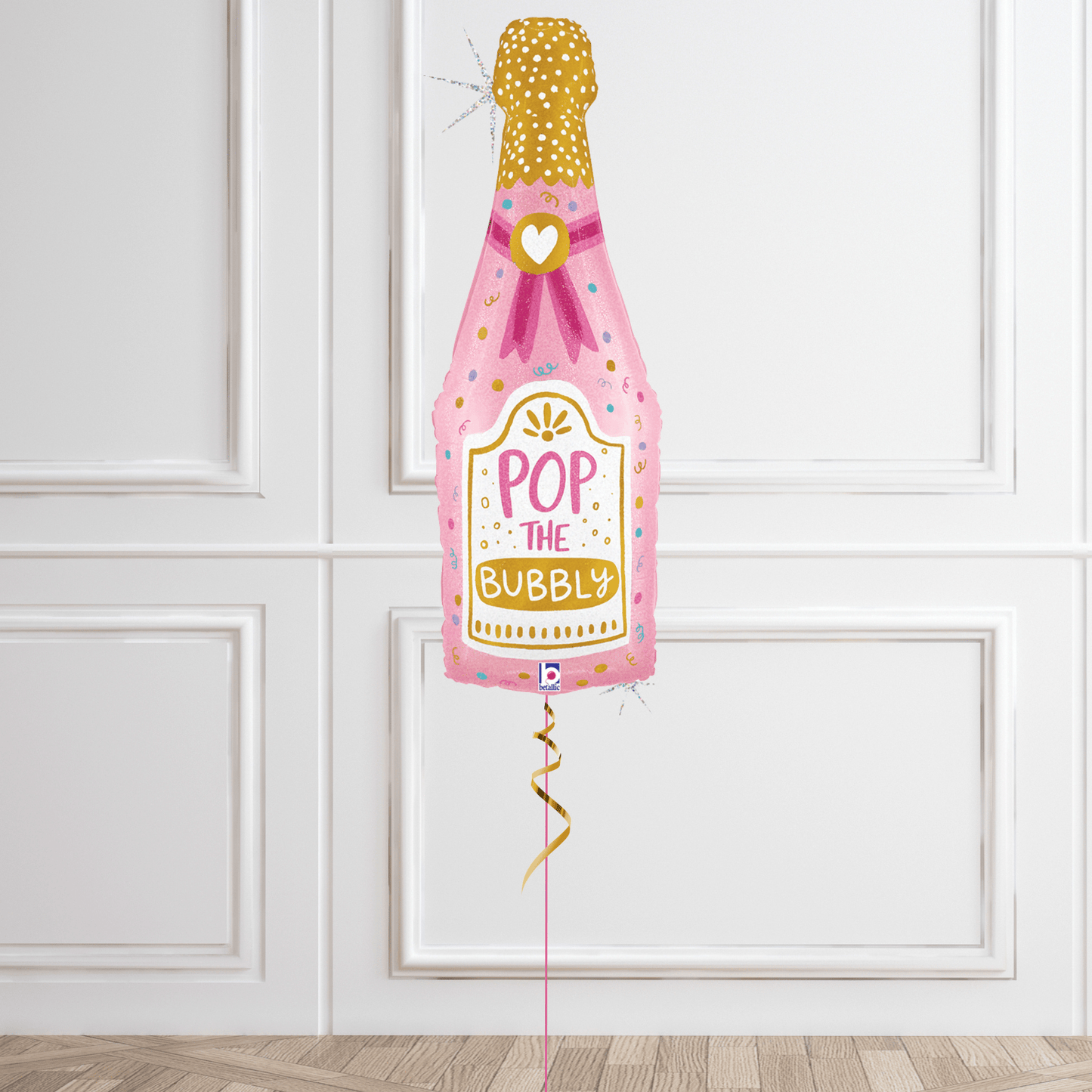 Bubbly Pink Champagne Bottle Helium Balloon – Elegant Party Decoration | The Party Hut