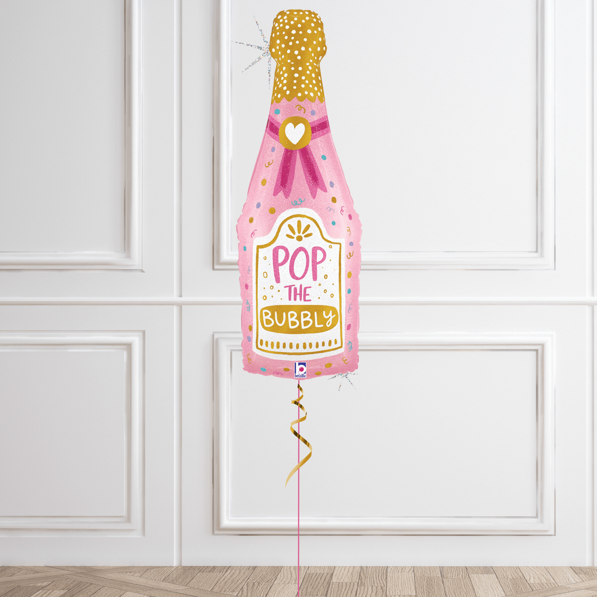 Bubbly Pink Champagne Bottle Helium Balloon – Elegant Party Decoration