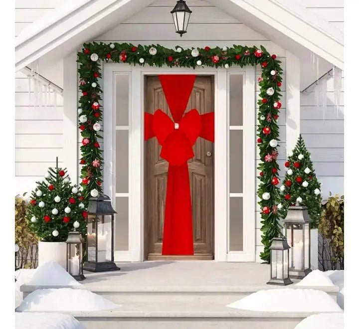 Christmas Door Bow – Festive Outdoor Decoration for a Welcoming Holiday Entrance | The Party Hut