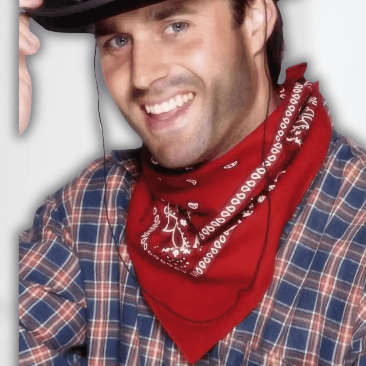 Classic Cowboy Bandana - Red and Blue Western Neckwear | The Party Hut