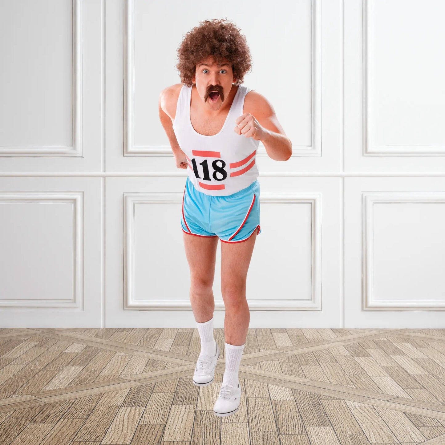 Classic Running Vest and Shorts Costume – Retro Athlete Look | The Party Hut