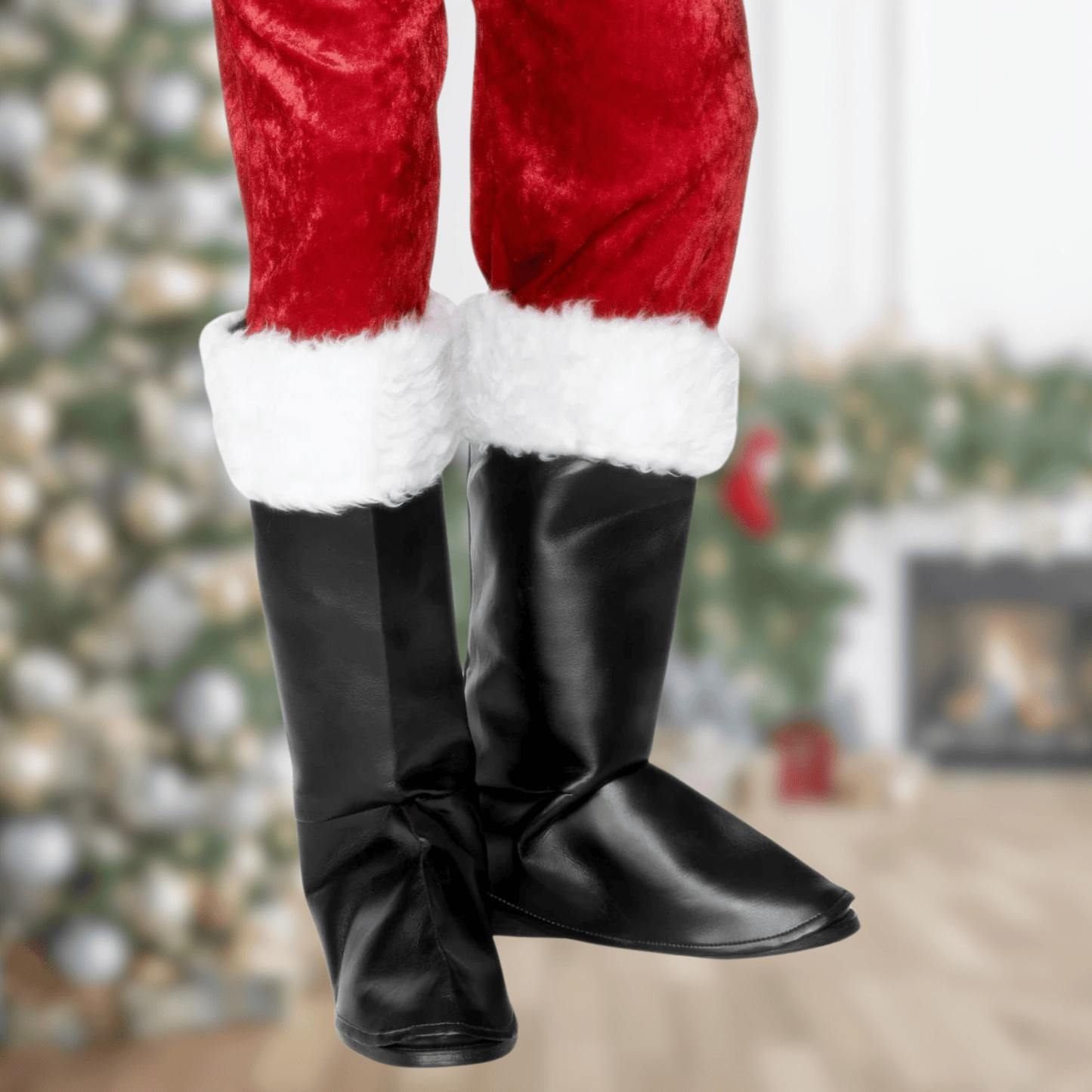 Classic Santa Boot Covers – Essential Black Boot Covers for Santa Costumes | The Party Hut