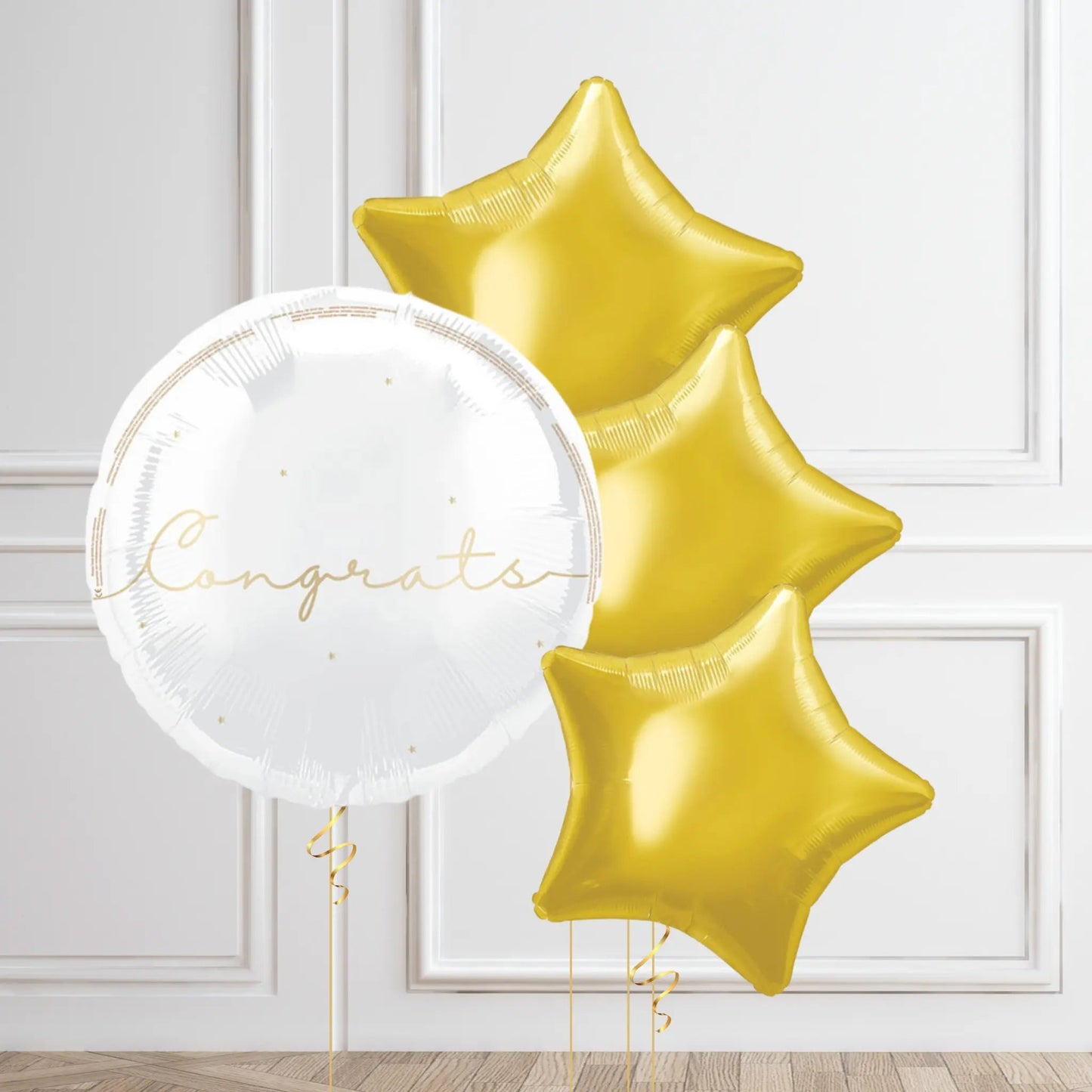 Congrats Balloon Bouquet - Gold & White | The Party Hut