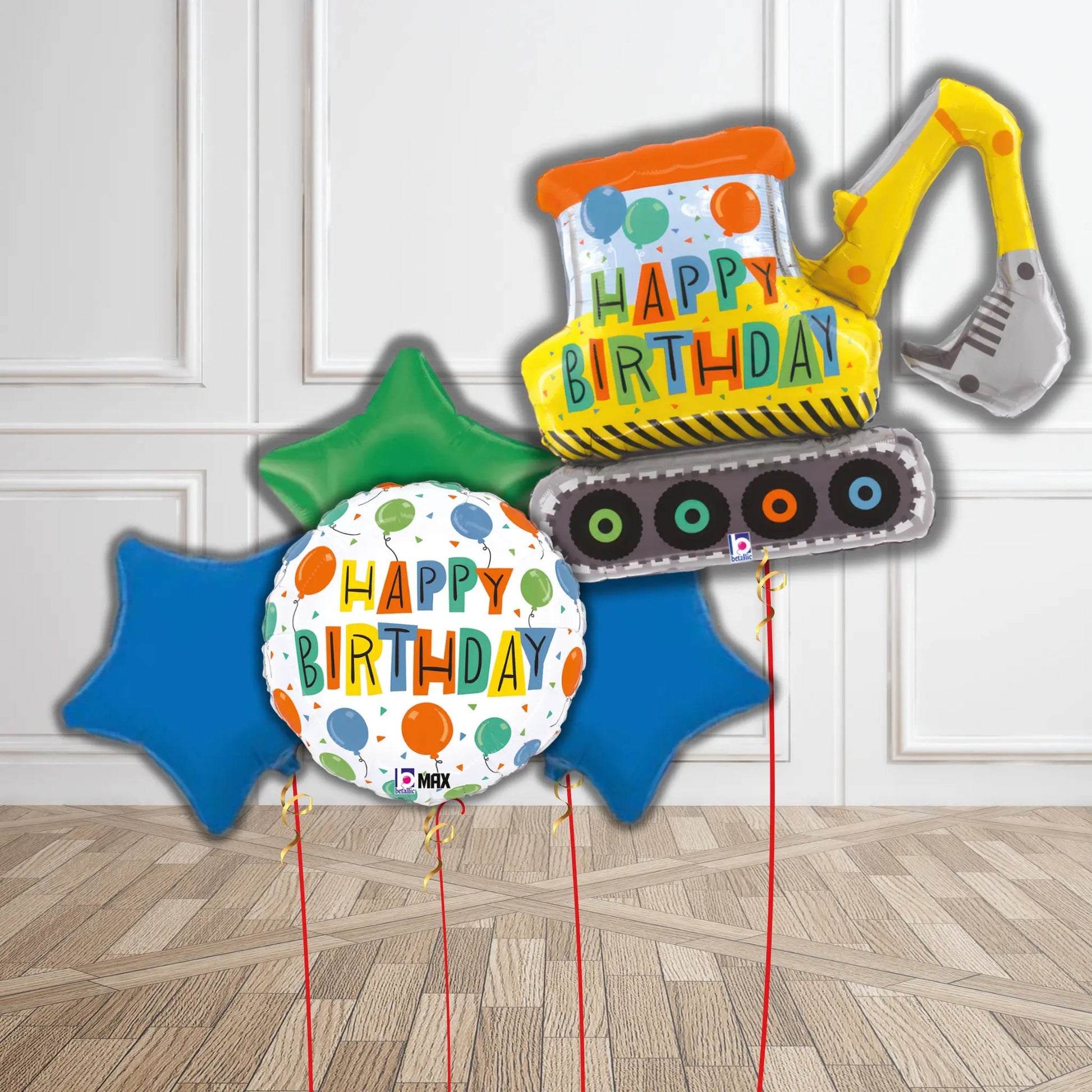 Construction Digger Birthday Balloon Bouquet