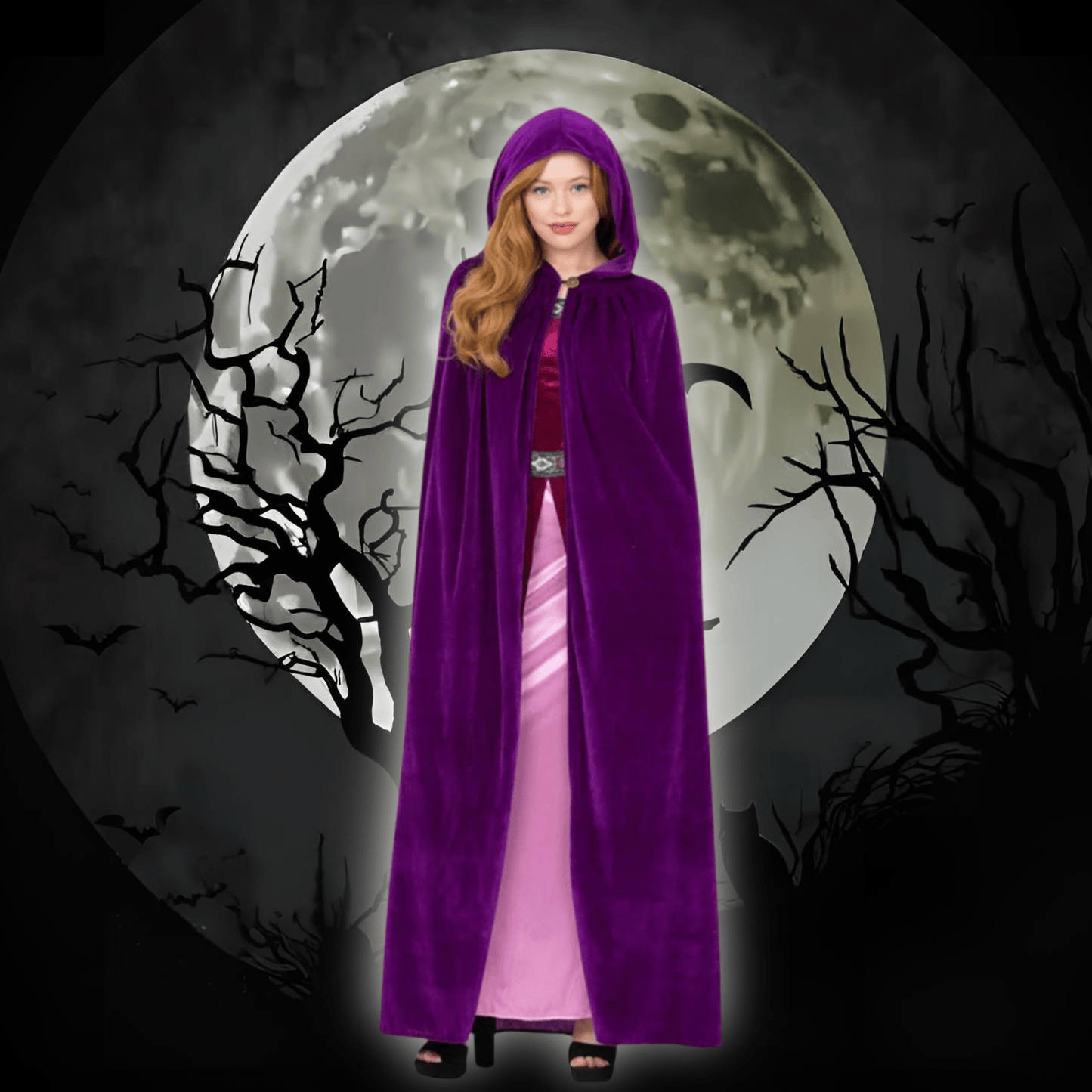 Deluxe Amethyst Purple Cloak - Mystical Elegance | The Party Hut