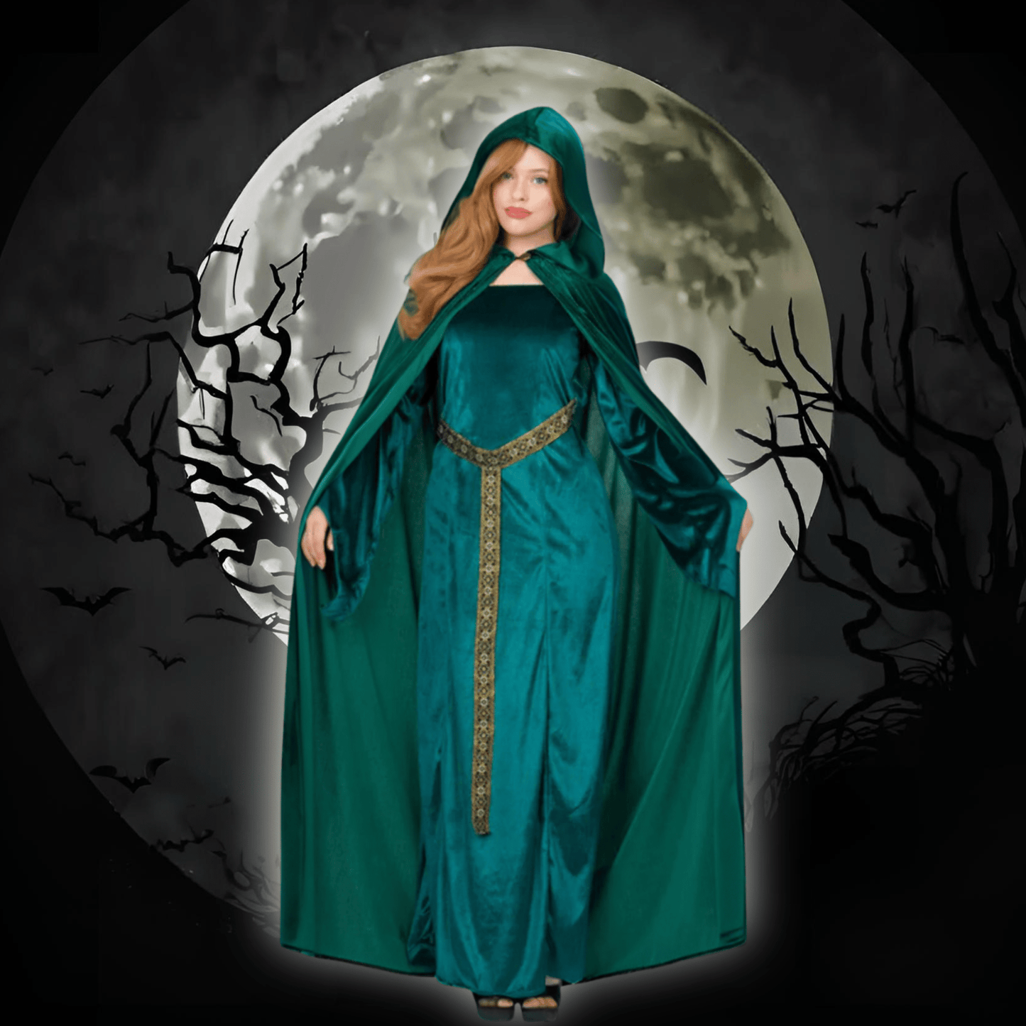 Deluxe Emerald Green Cloak - Enchantment of the Night | The Party Hut