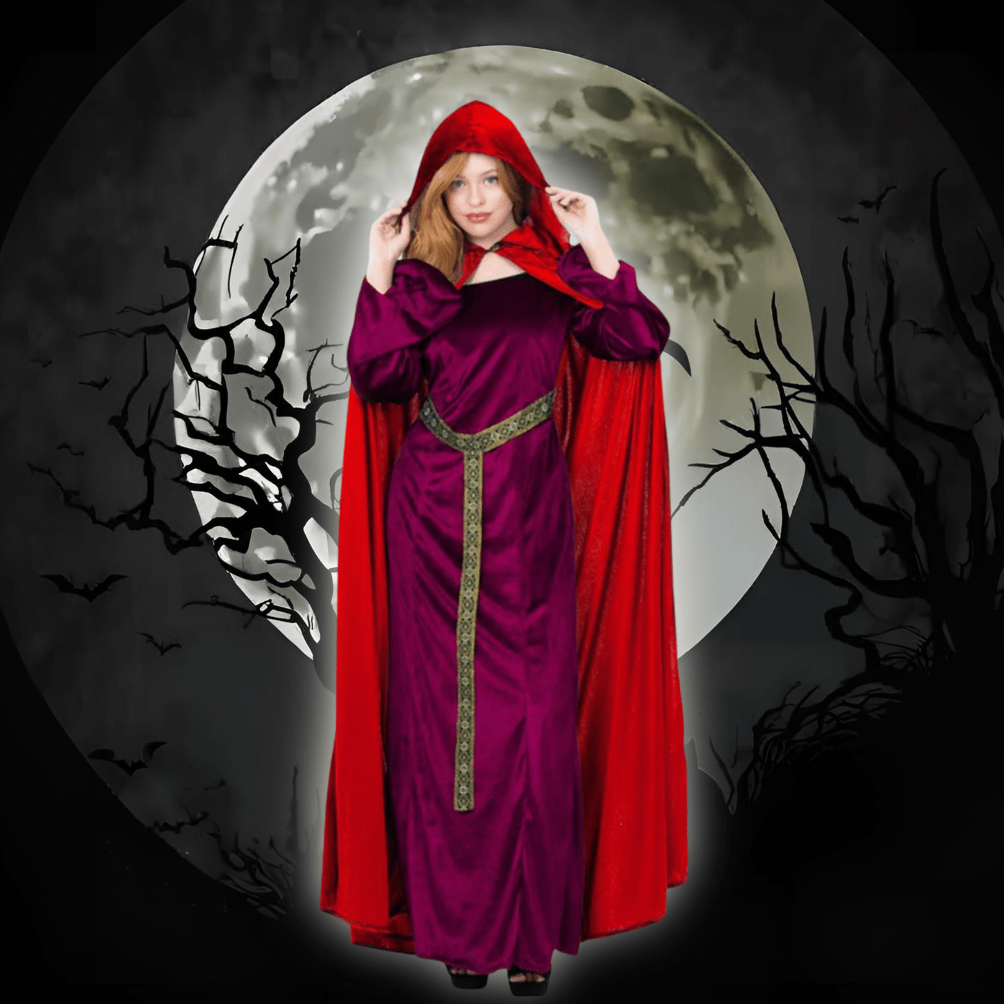 Deluxe Garnet Red Cloak - Regal Enchantment | The Party Hut