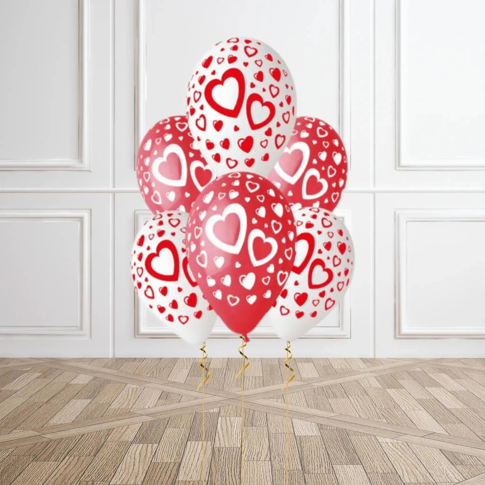 Double Heart Latex Balloons – Pack of 6 with Helium Option