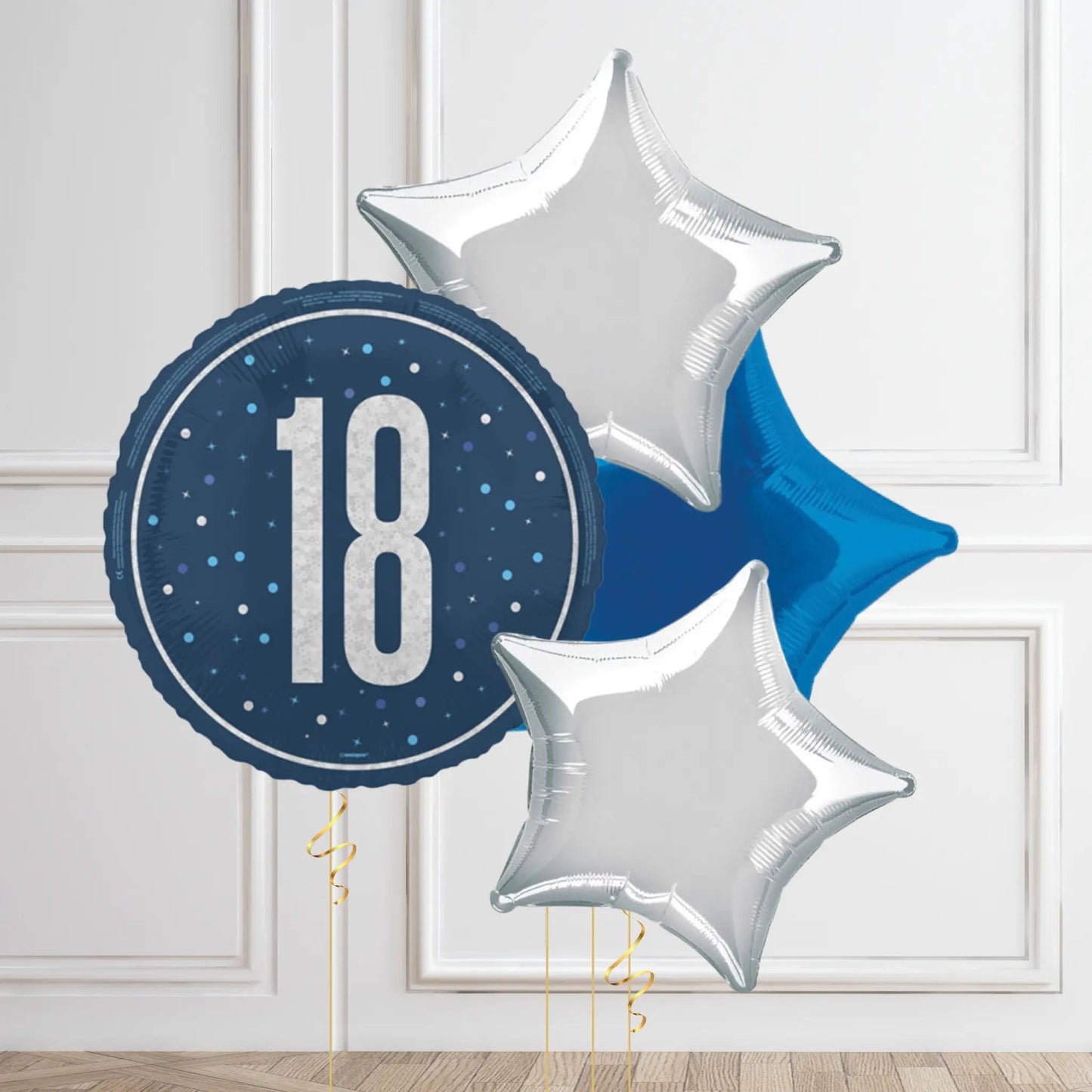 Elegant 18th Birthday Balloon Bouquet - Blue & Silver | The Party Hut