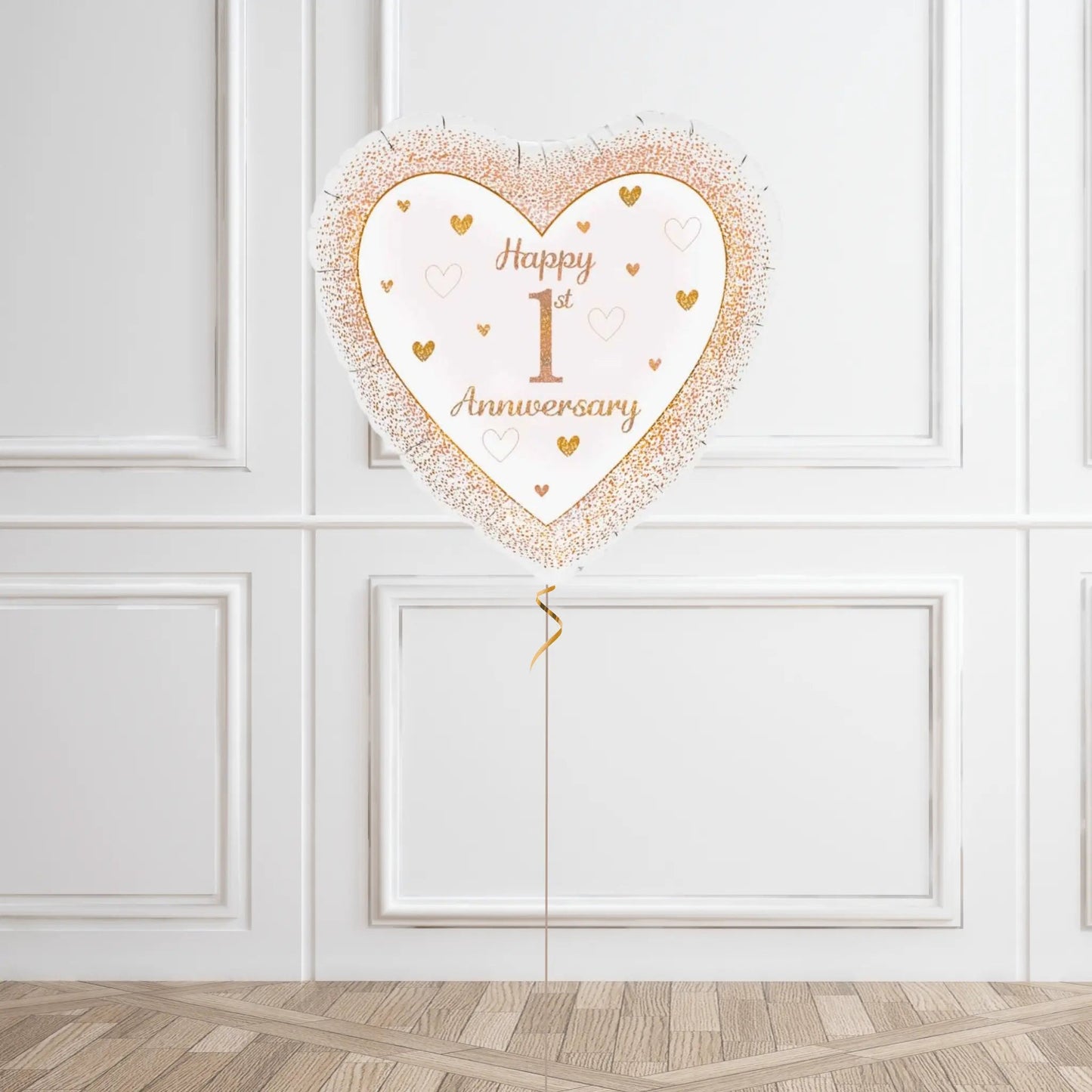 Elegant 1st Anniversary Helium Balloon Bouquet – Rose Gold & White Design | The Party Hut