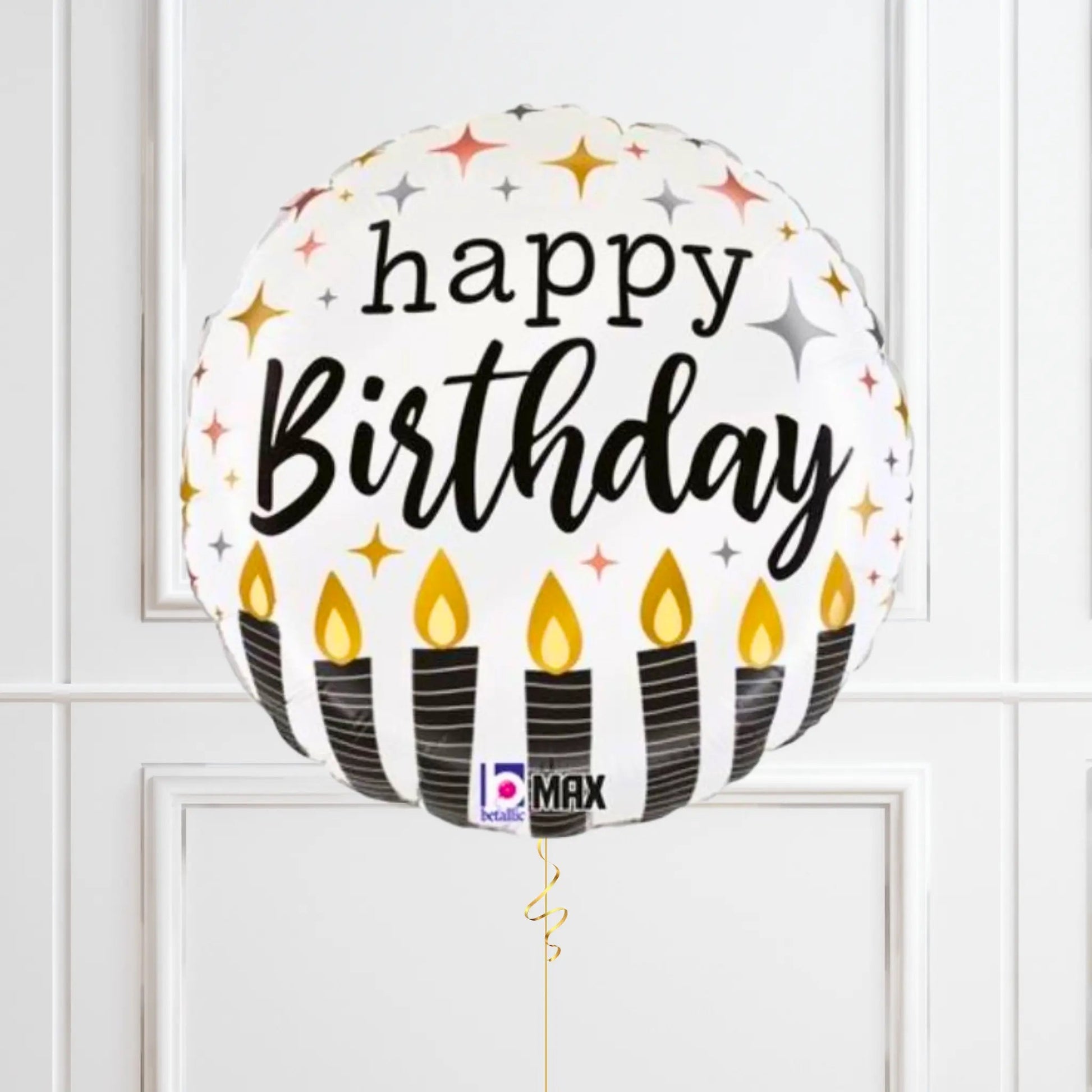 Elegant Birthday Balloon Bundle - Gold, Black & White Themed Foil Set