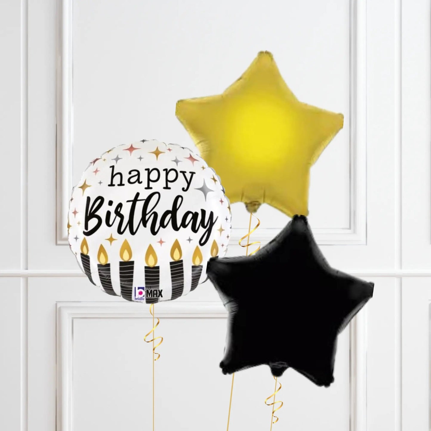 Elegant Birthday Balloon Bundle - Gold, Black & White Themed Foil Set | The Party Hut